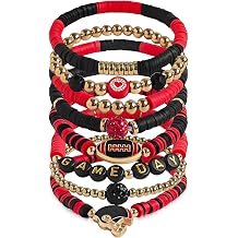 Game Day Bracelet for Women, Stackable Football Charm Bangle Jewelry for Fans & Football Moms, Sports Team Accessories Gift