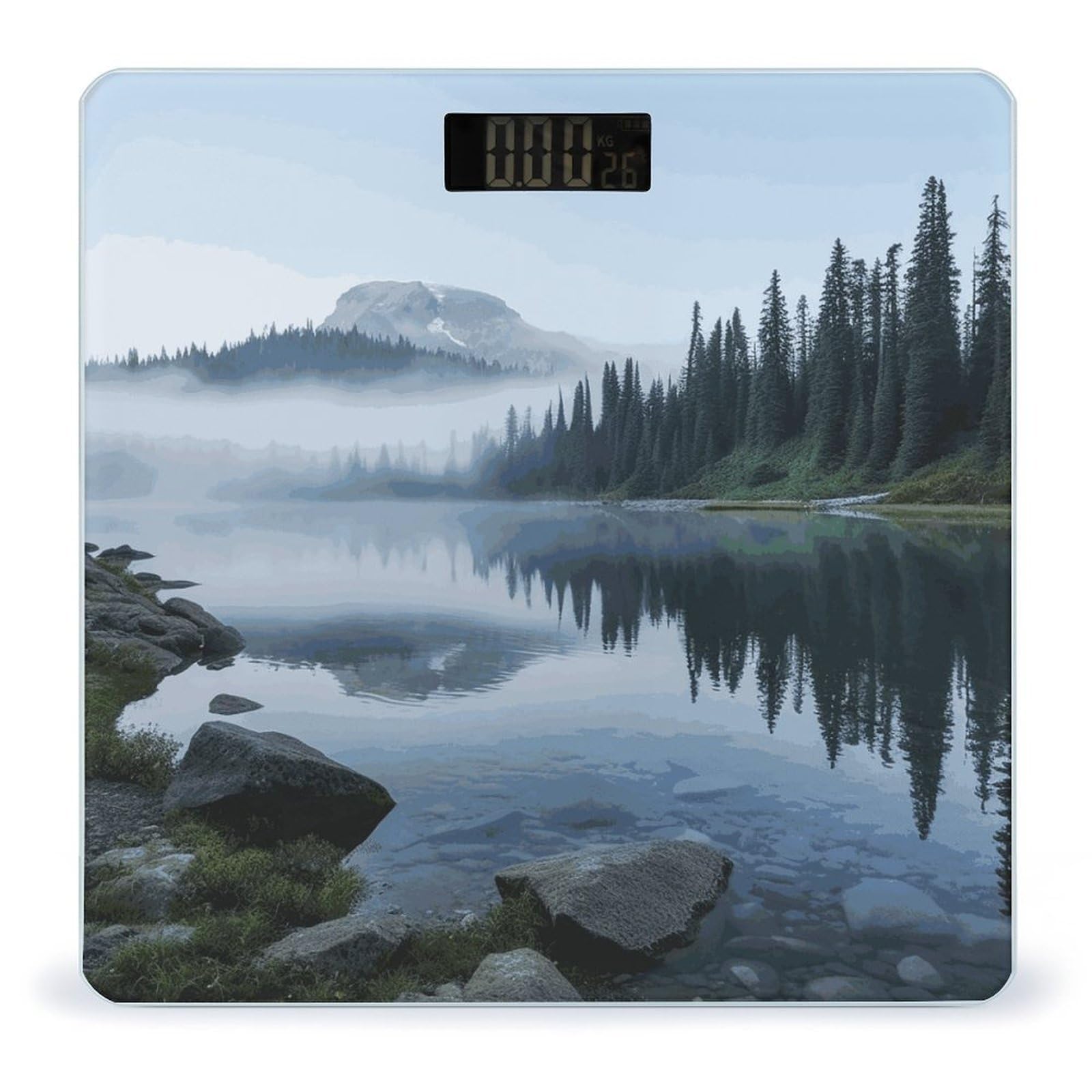 Foggy Lake by Mount Rainier Scale for Body Weight Highly Accurate Digital Bathroom Body Scale Easy-to-Read Large LCD Display Bathroom Scale Heavy Duty Measuring Device for People