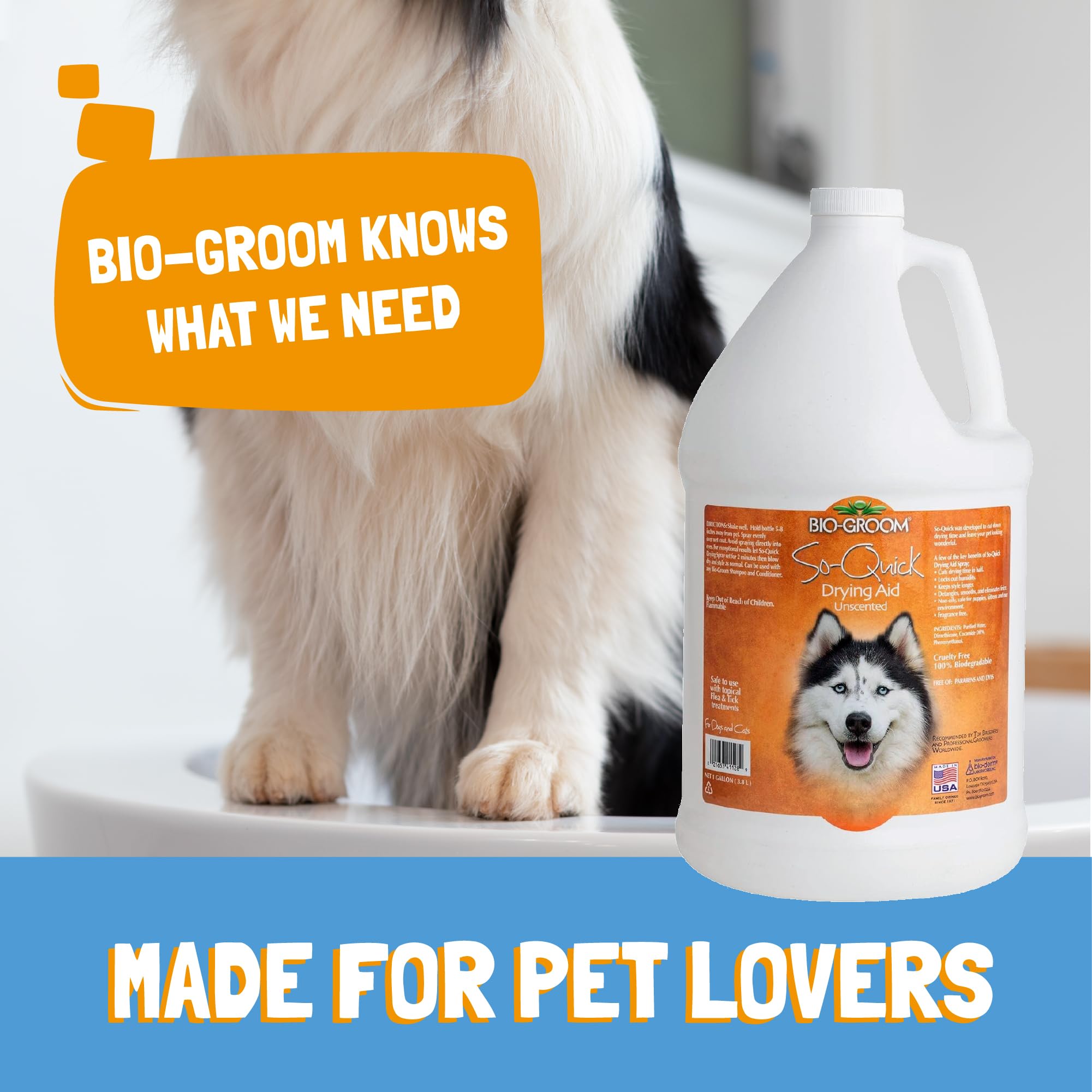 Bio-Groom So Quick - Schnelltrocknungsspray - Hundespray - Entwirrungsspray für Hunde - Unparfümiert und frei von Tierquälerei - 473 ml