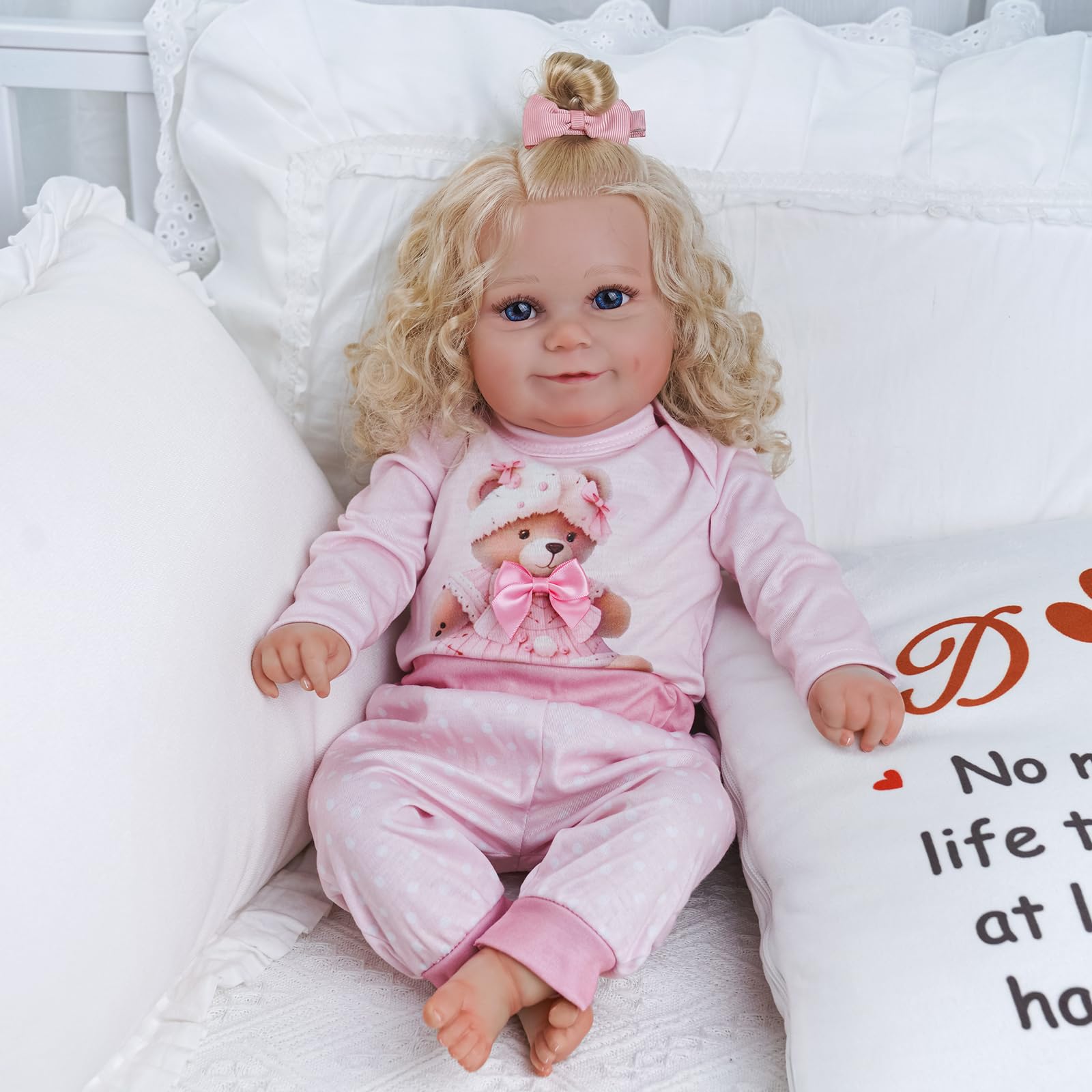 JIZHI Lifelike Reborn Baby Dolls Girl Maddy - 20-Inch Soft Body Realistic Baby Dolls Body Poseable Smiling Real Life Baby Dolls with Gift Box for Kids Age 3+