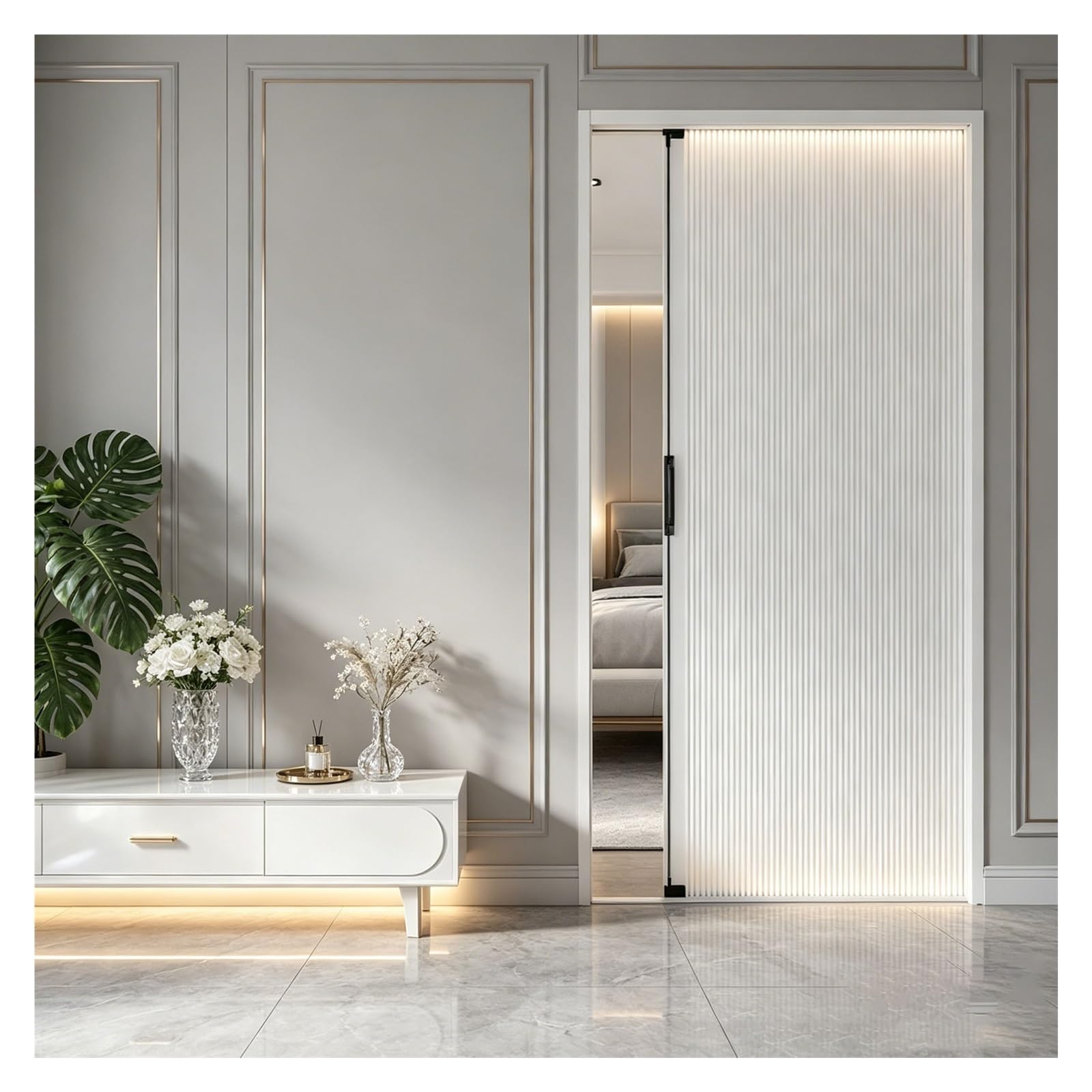 Porte pliante accordéon pour gagner de la place dans un placard d'appartement