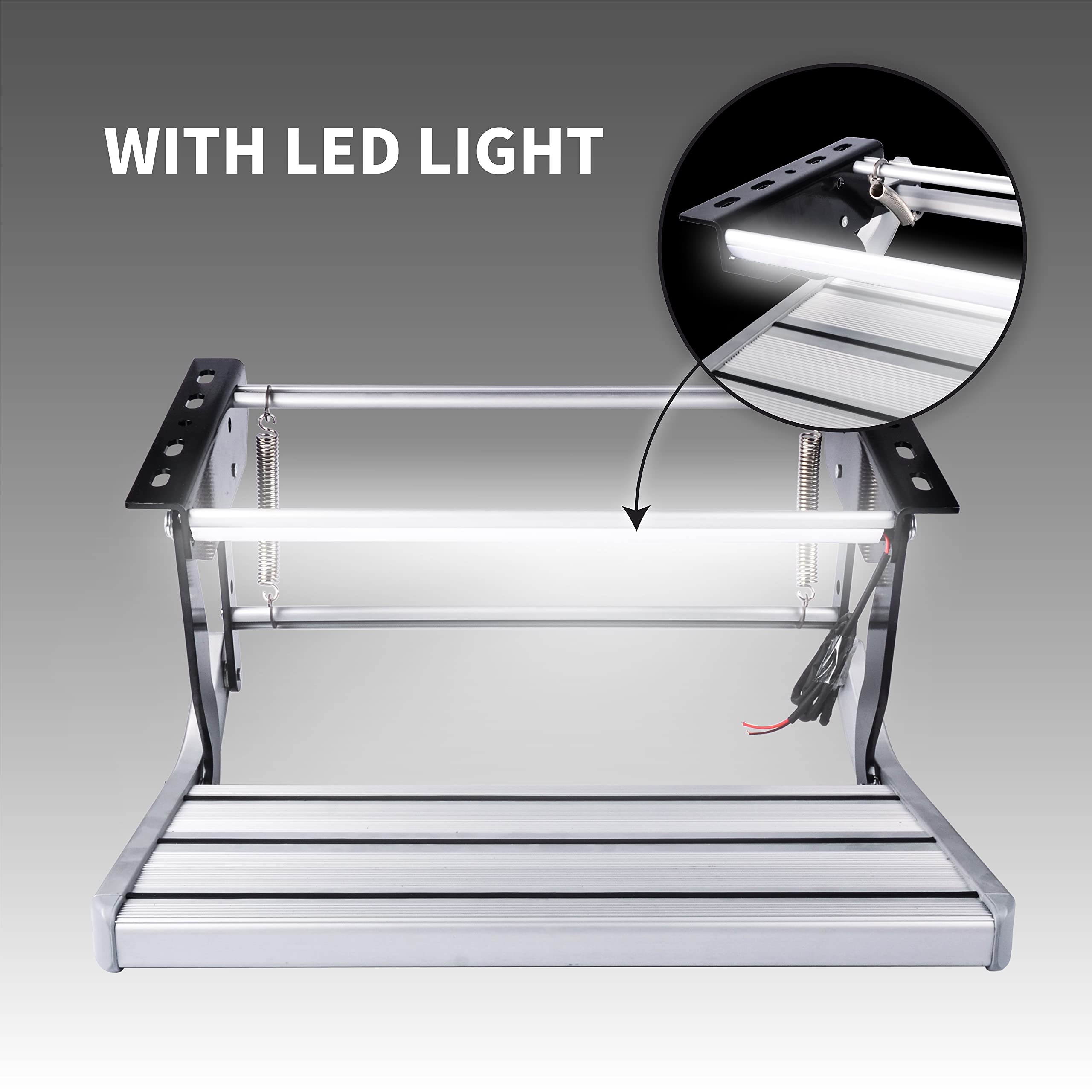 Manuelle Aluminiumlegierung klappbare einzelne Stufe Trittstufen mit LED-Licht, Leiter, Teleskoppedal Anti-Rutsch, für Wohnmobil RV Camper Van Reiseanhänger Caravan