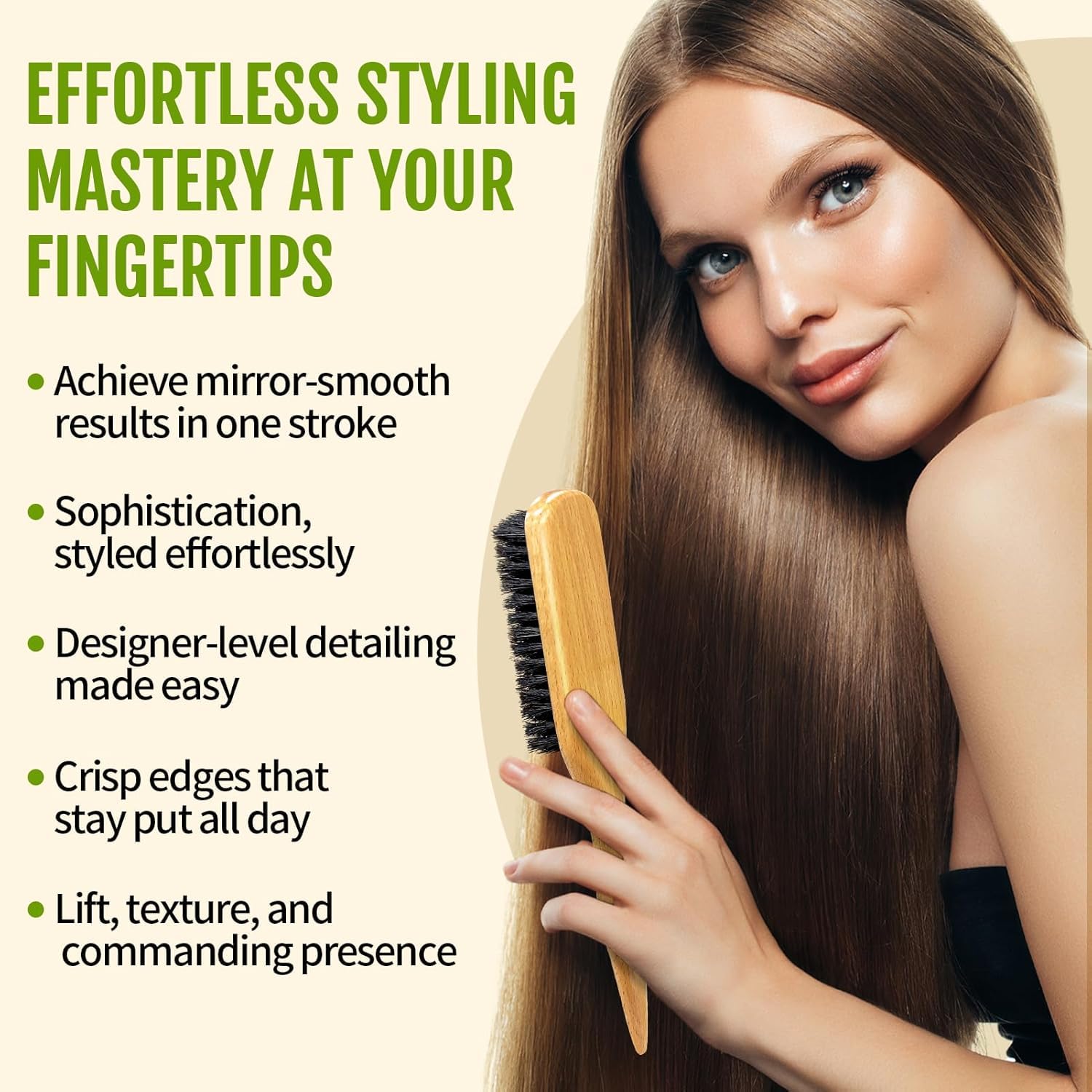 Set di spazzole per capelli lisci con setole di cinghiale, bastoncini per cera per capelli, per lisciare i capelli e l'effetto crespo, accessori per chignon per donne, ragazze adolescenti