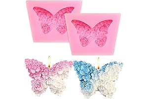 2PCS Butterfly Candle Mold, 3D Flower Butterfly Resin Molds Silicone Floral Butterfly...