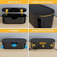 Vista 4 de D-Line Caja de organización de cables con 6 tomas de corriente de CA de 6 pies, oculta los cables de extensión y el exceso de desorden de cables