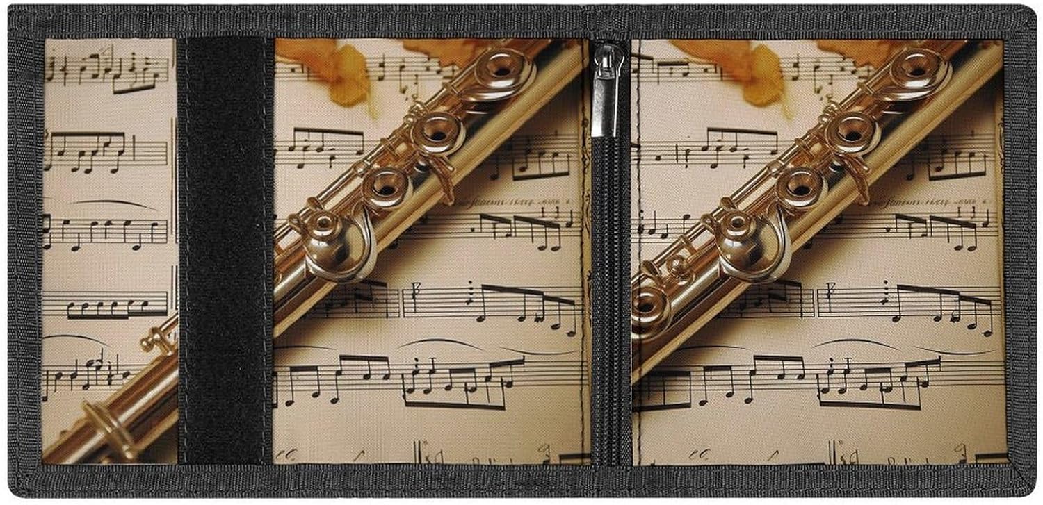 Flute Music Trifold Wallet for Men, Extra Capacity Money Clip image 4