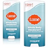 Lume Whole Body Deodorant - Invisible Cream Stick - 72 Hour Odor Control - Aluminum Free, Baking Soda Free, Skin Safe - 2.2 Ounce (Pack of 2) (Unscented)
