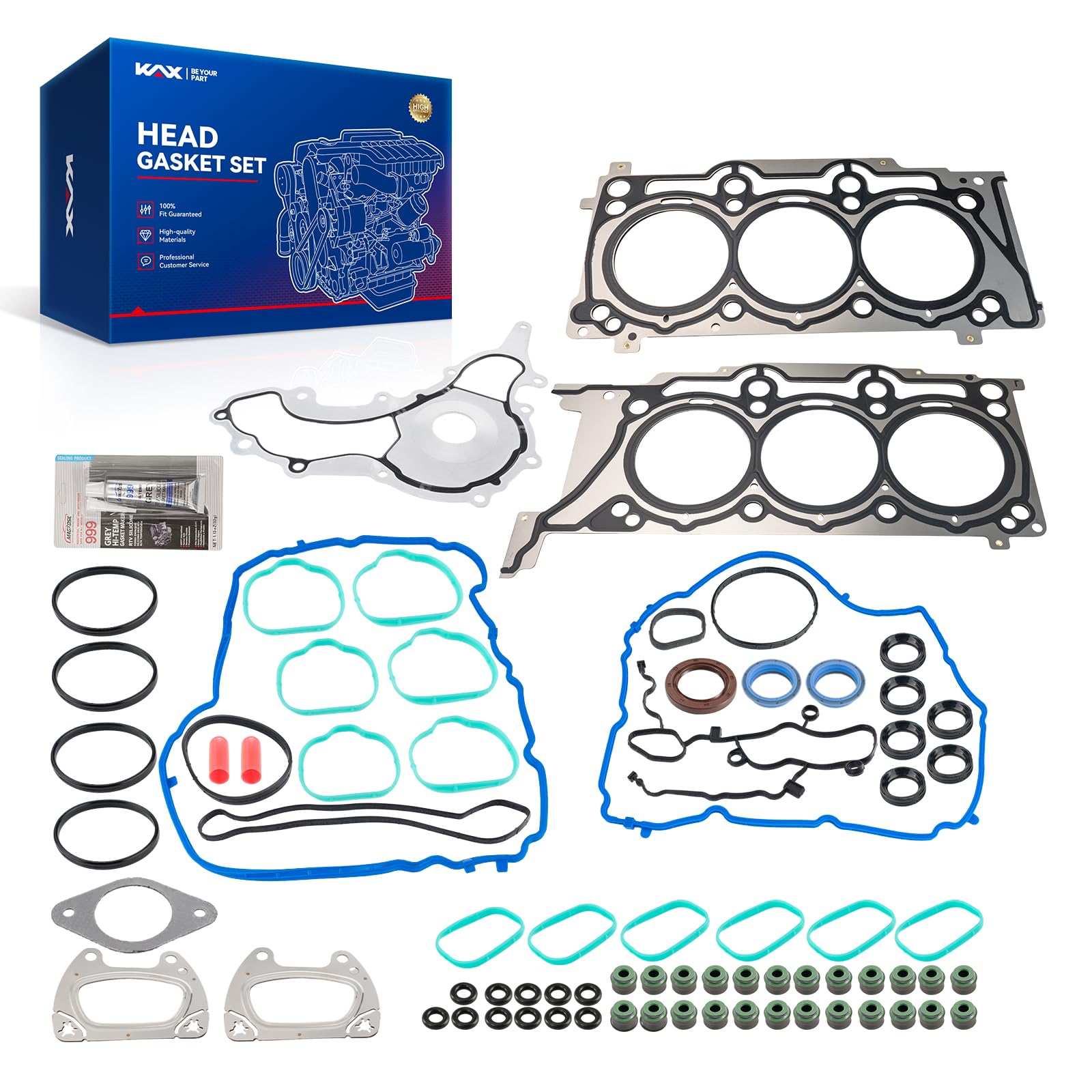 KAX HS26541PT Engine Cylinder Head Gasket Set for Jeep Wrangler 2012-2017, Dodge Grand Caravan 2011-2020, Grand Cherokee 2011-2015, Town &amp; Country 2011-2016, Charger 2011-2020, Journey 2011-2019 3.6L
