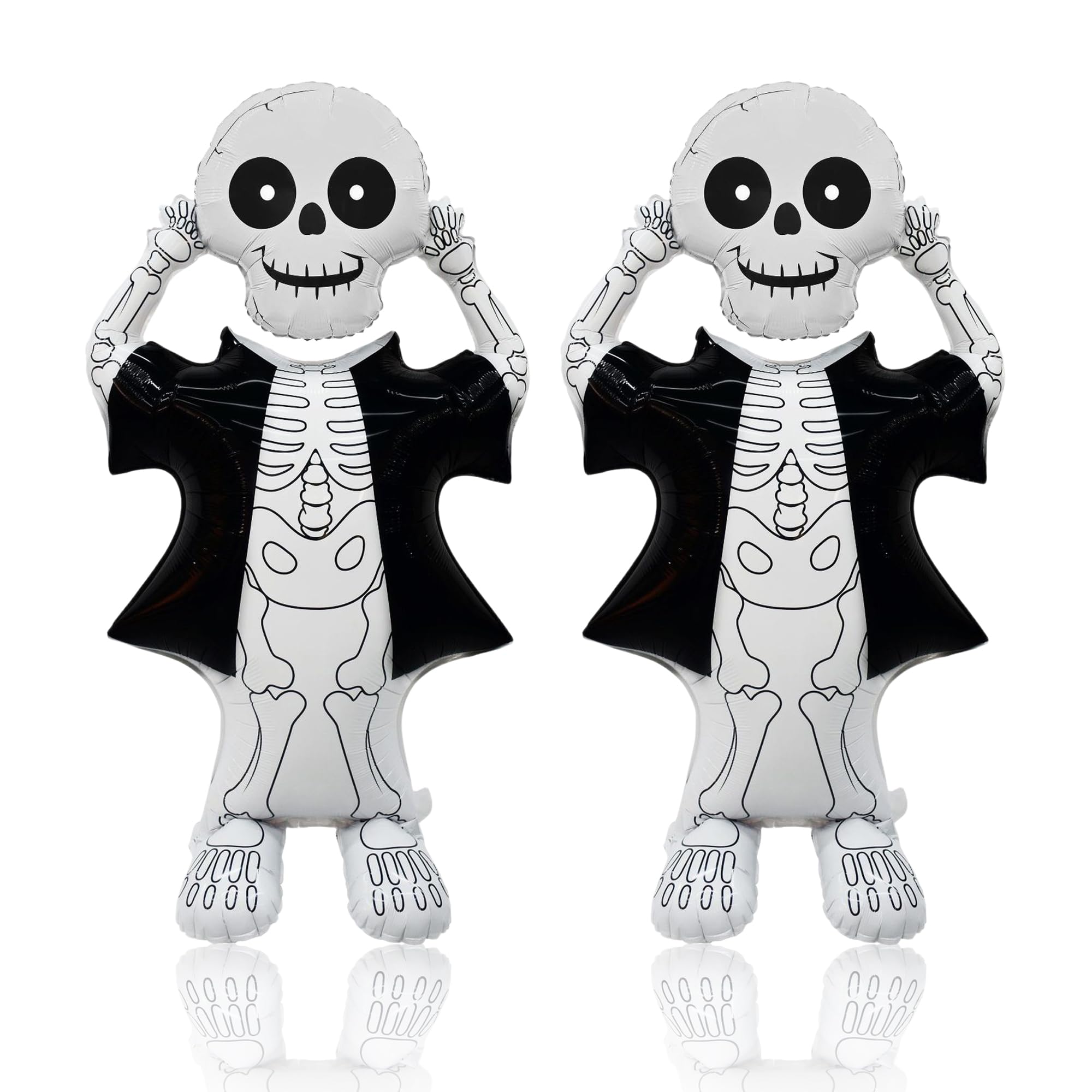 Skeleton Foil Balloon, 2Pcs Skull Balloon, Aluminum Foil Halloween Balloon for Spooky Window Displays and Party Decorations