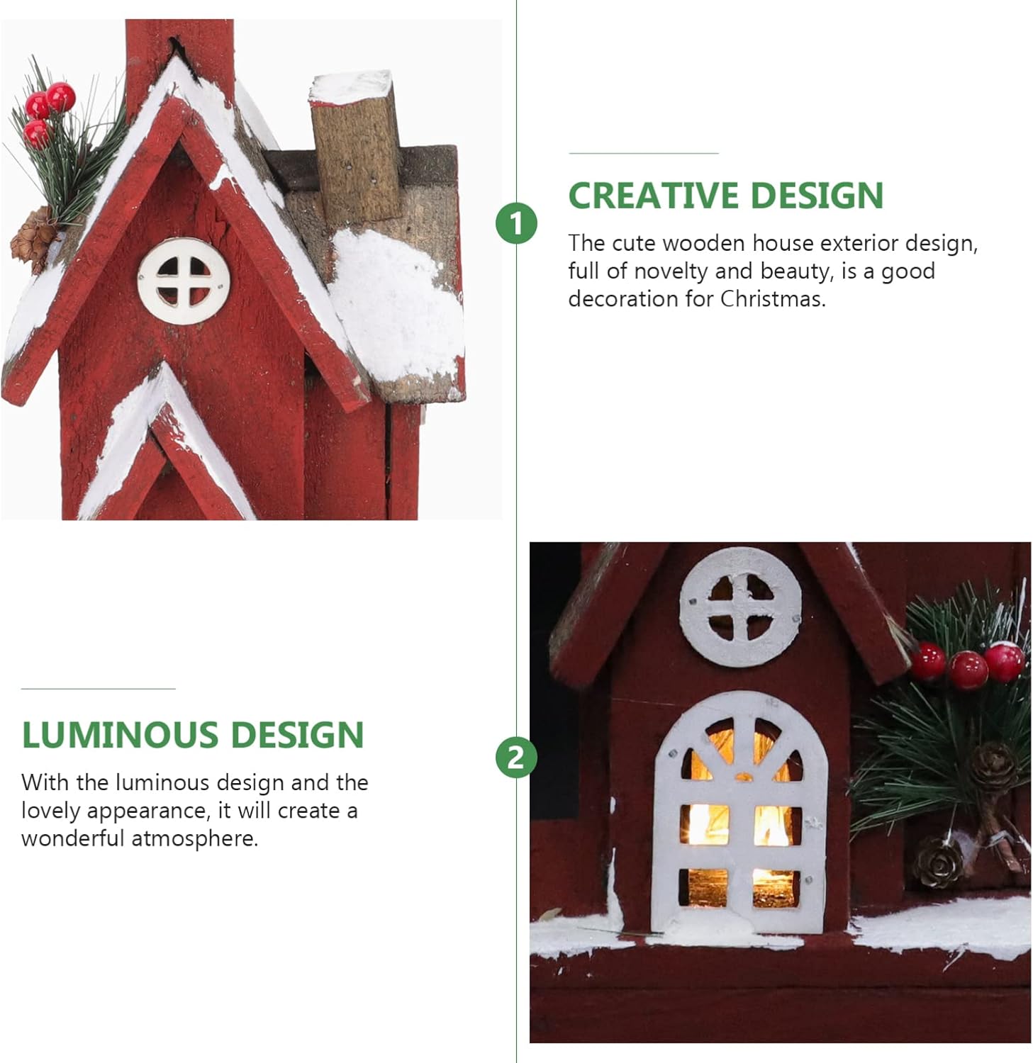 Christmas Decorations Mantle Decor Xmas Village House Light up Village Houses Light up Xmas Ornament Christmas Village Scene Christmas Log Cabin Red Decor Crafts Wooden Desktop
