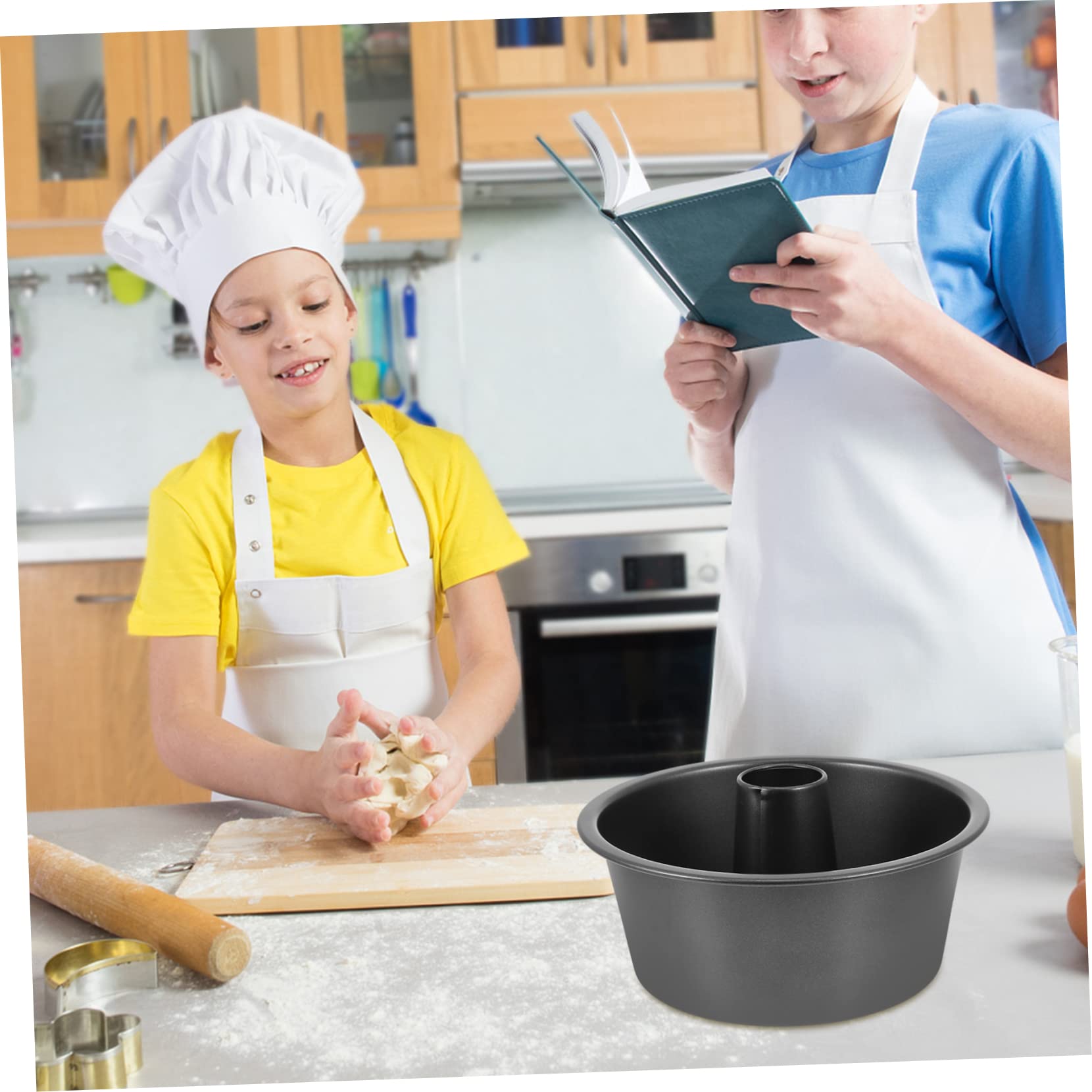 Moule à Gâteau Creux Rond Noir en Acier au Carbone, Antiadhésif