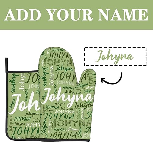 Miniatura 2 de Guantes de horno personalizados con nombre, juego de guantes de horno y soportes para ollas, guantes de horno personalizados, resistentes