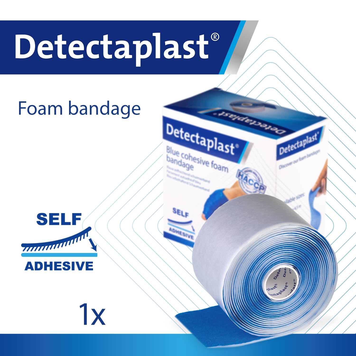 Detectaplast Wundverband, selbstklebender Verband für Wunden und Verletzungen, wasserfeste Pflaster Rolle für den Umgang mit Lebensmitteln, super elastisch, 6cm x 4,5m (Packung mit 2)