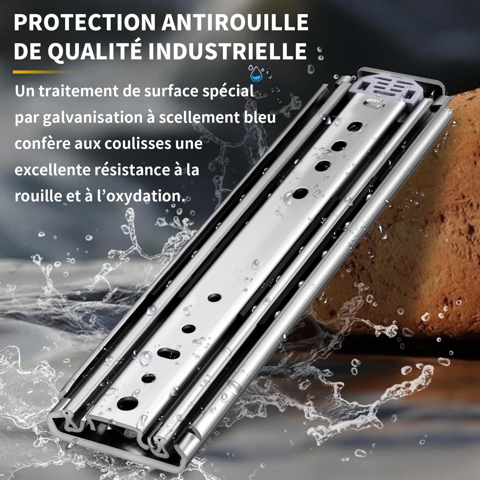 YENUO Glissières pour tiroirs robustes,coulisse coulissant capacité de charge 120 KG Extension 300 400 450 500 600 700 800 900 1000 mm 1 Paire (Charge 220kg-SansVerrou-Lrg 76mm, 24 inch(600mm))