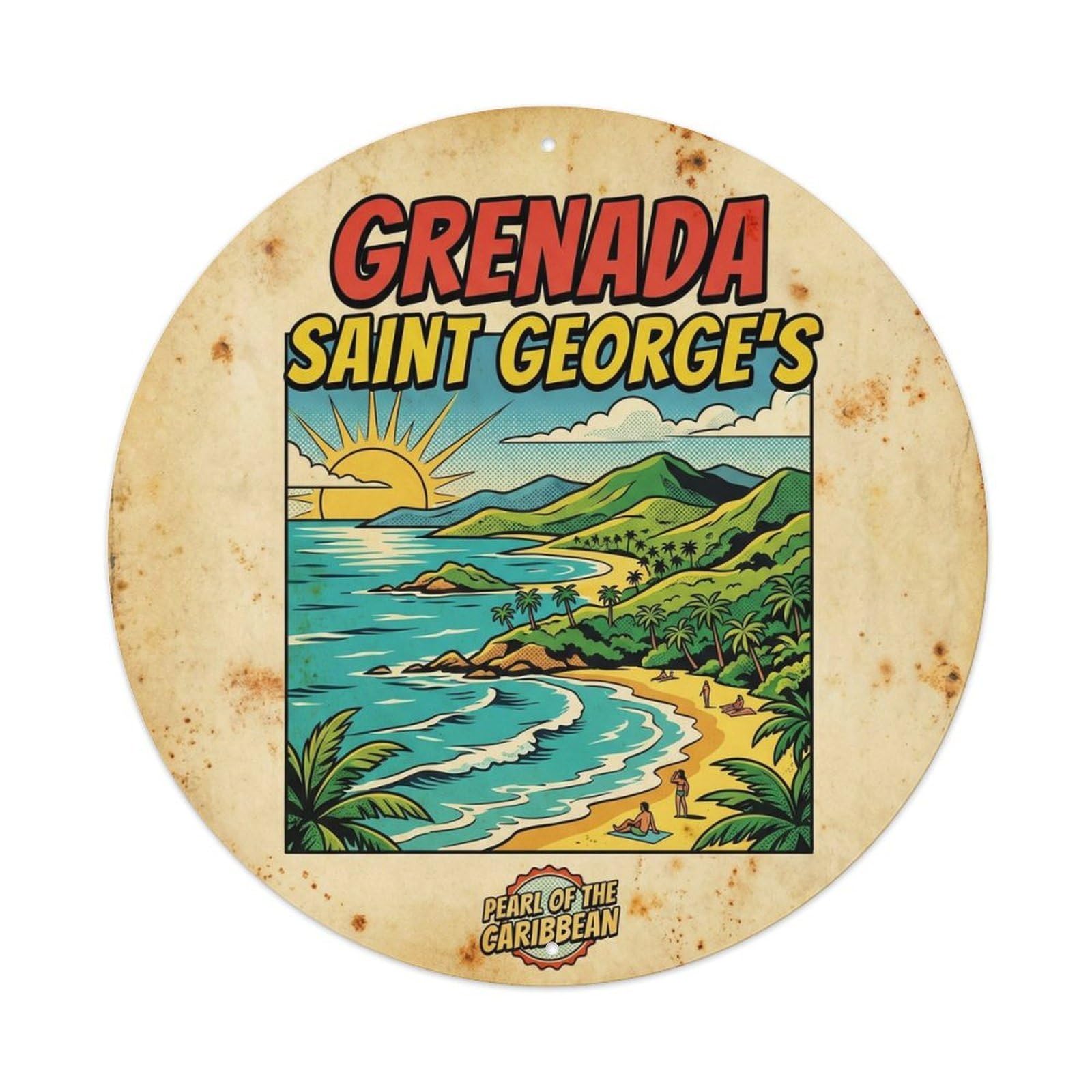 Grenada Saint George Coastal Escape Pop Color Metal Tin Sign