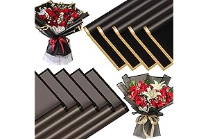 SYOGUA Black and Gold Floral Wrapping Paper