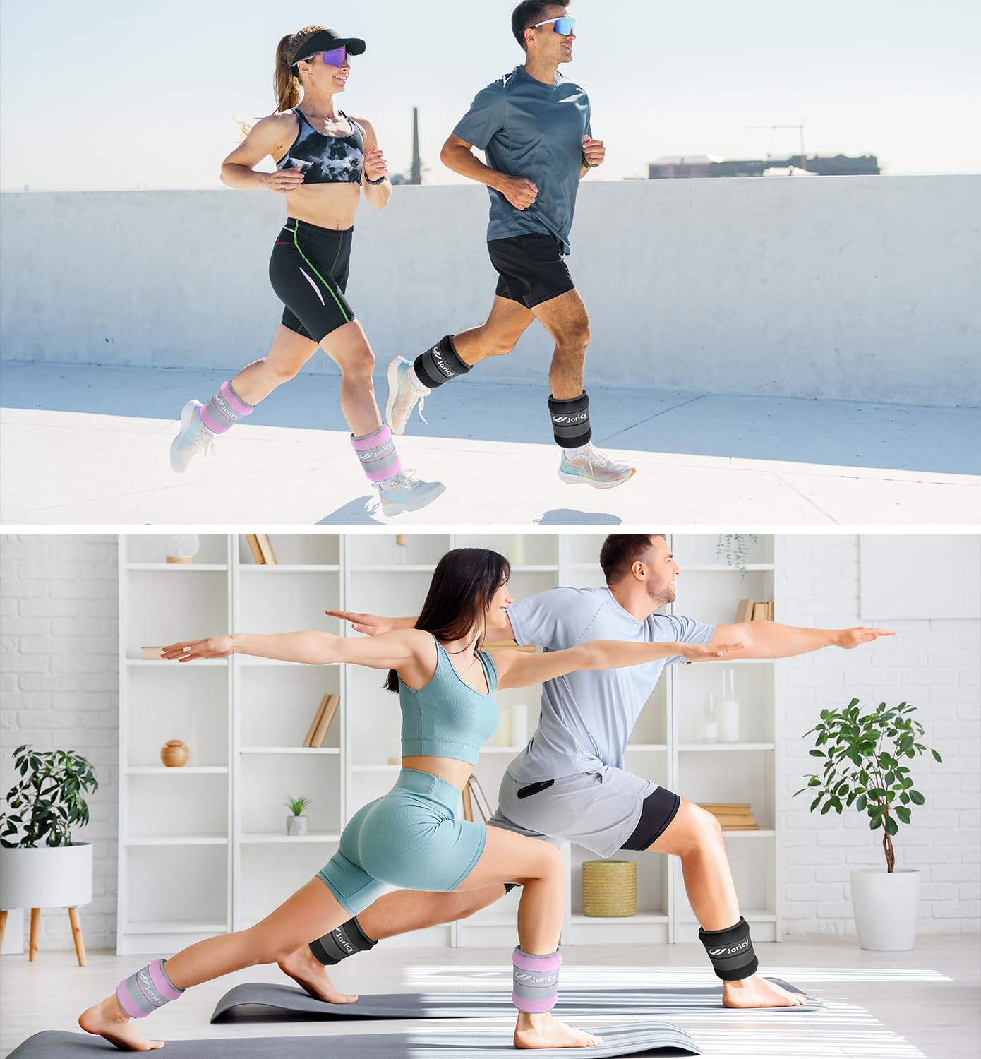 JORICY Pesi per Caviglie, Cavigliere Pesi Caviglie con Strisce Regolabili Set di 1 2 3 4 5 6 8 10 kg Peso Caviglia Cavigliera Pesi Polsi e Caviglie per Palestra Pilates Fitness Donna Uomo