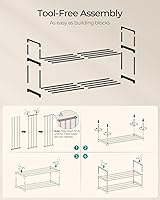 Vista 7 de SONGMICS Shoe Rack, 2-Tier Shoe Organizer, Metal Storage Shelf, Upright or Upside Down, for 6-9 Pairs, Stackable, for Entryway, 11.8 x 26.8 x 13.2