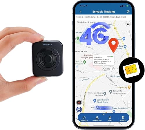 4G Mini GPS Tracker mit App-ABO erforderlich, Echtzeit GPS Ortung per App, SOS A