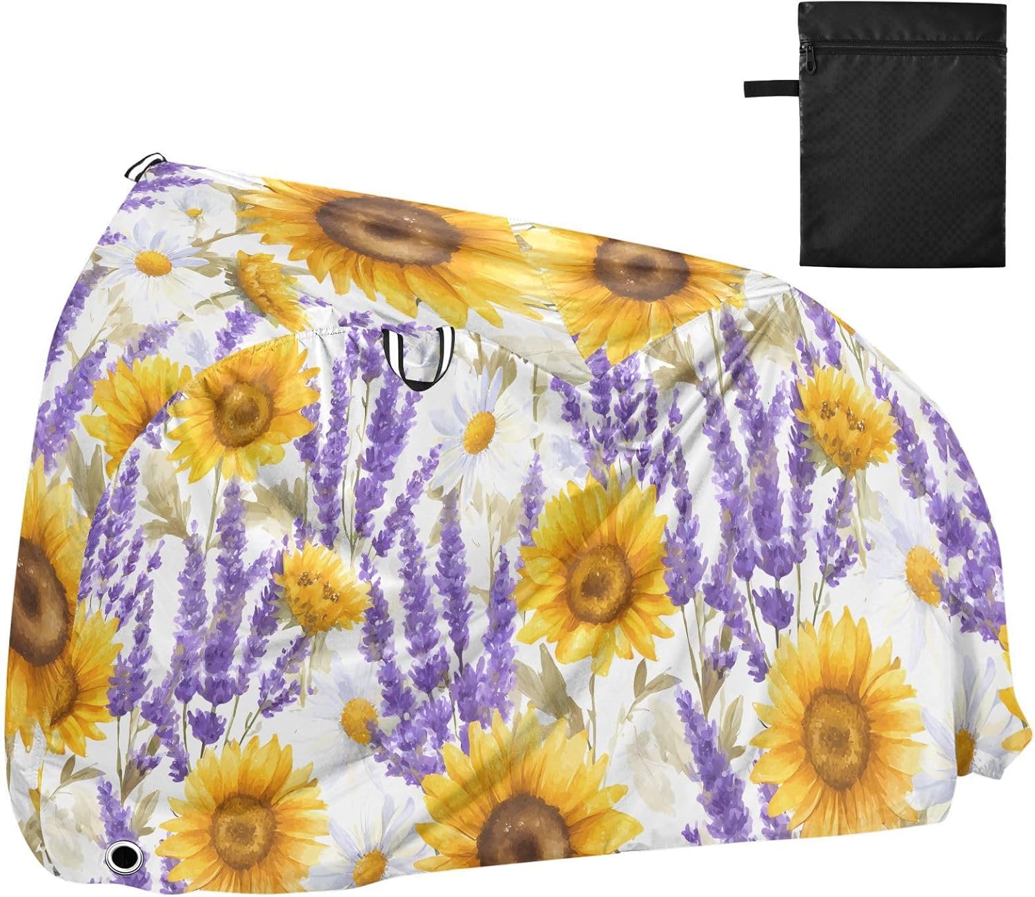 ALAZA Sunflower Lavender Flowers Bike Cover Waterproof Outdoor Ebike Bicycle Covers Tarp Protection for 1/2 Bikes, Sun UV Dust Wind Proof