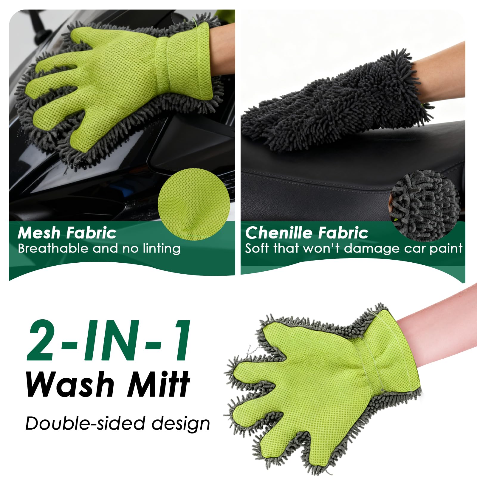Paquete de 9 kits de limpieza de motocicleta, kit de detalles de motocicleta con cadena, rueda, llanta, cepillo de neumáticos, esponja, guante de lavado, cepillo de detalles, herramienta de