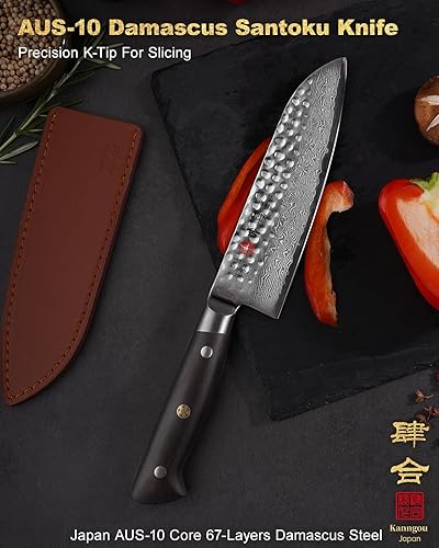Miniatura 3 de Cuchillo de chef Gyuto de Damasco de 8.27 pulgadas y cuchillo Santoku de 7 pulgadas