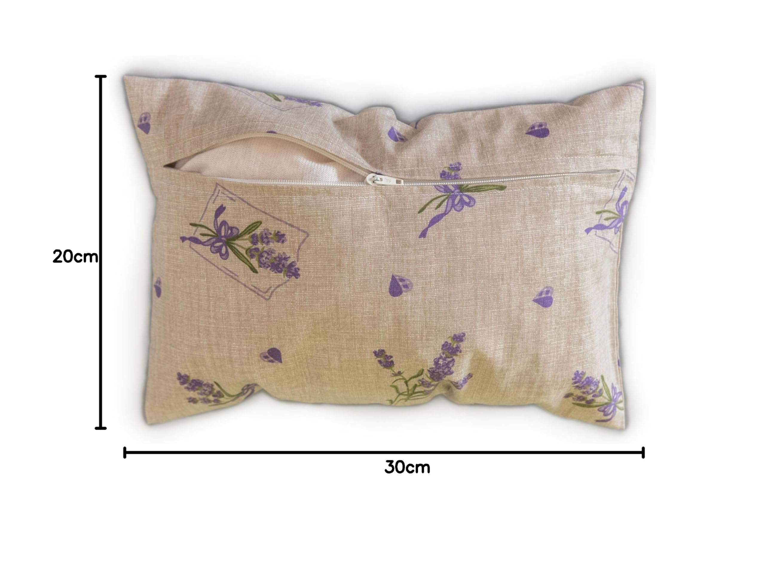 Giraffenland Coussin à la Lavande 30x20cm. Taie champêtre Romantique + Housse Bio Nature | Coussin parfumé | Coussin aromatique | Coussin aux Herbes