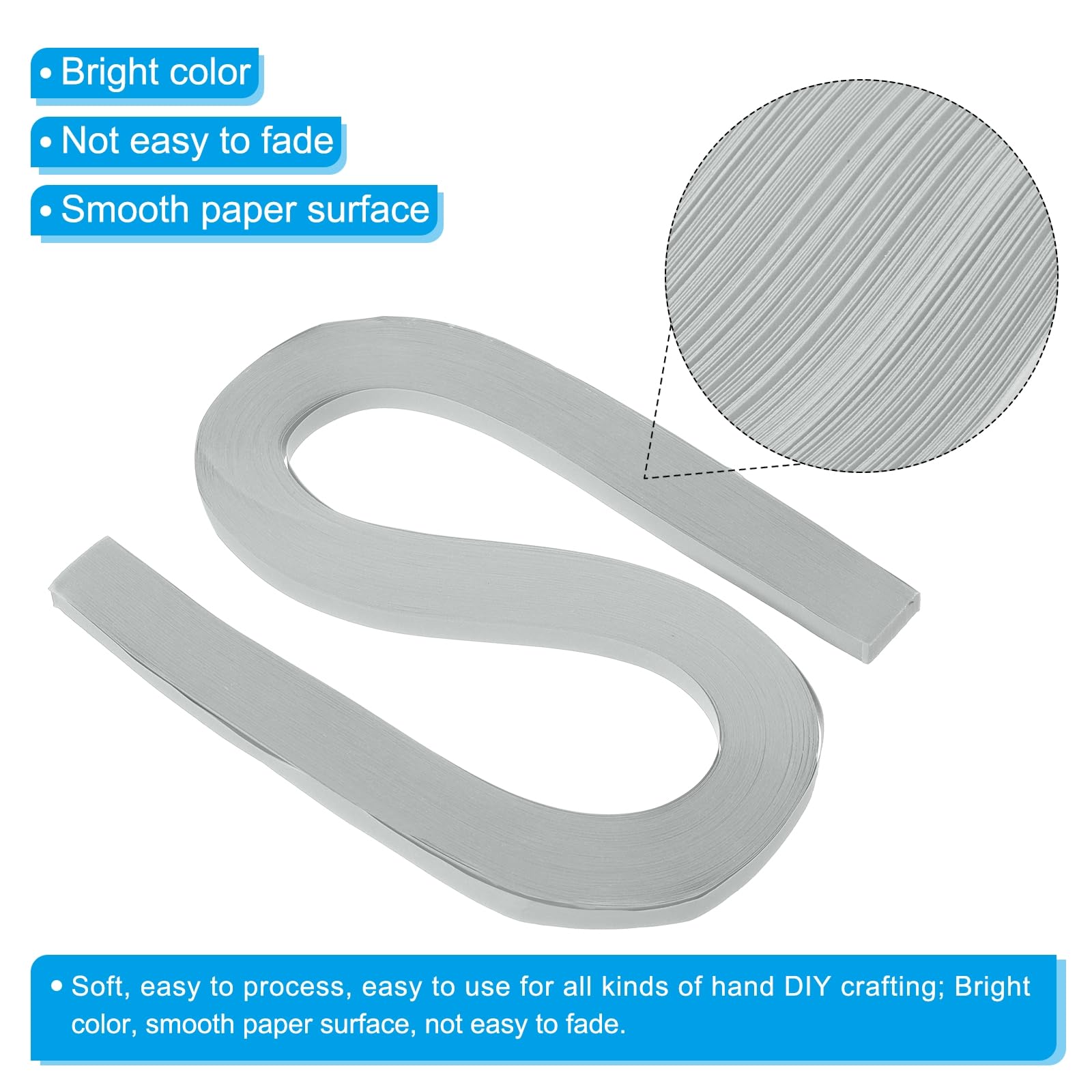 PATIKIL Quilling Strips Paper 120pcs 9/32"(7mm) 54cm Origami Paper Quilling Strip for Art DIY Hand Craft Christmas Light Grey - Image 3