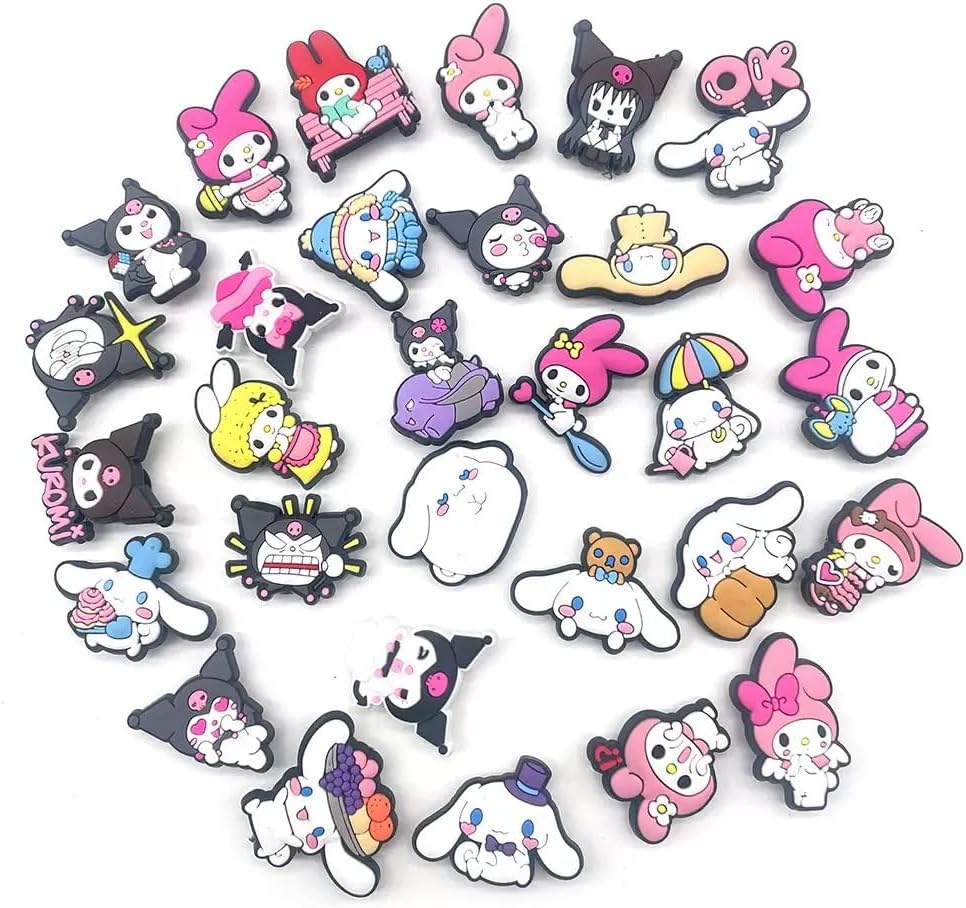 10/19/25/30 pcs Shoe Charms Kawaii Pink Cat Blue Dog Shoe Accessories Decration DIY Sandals