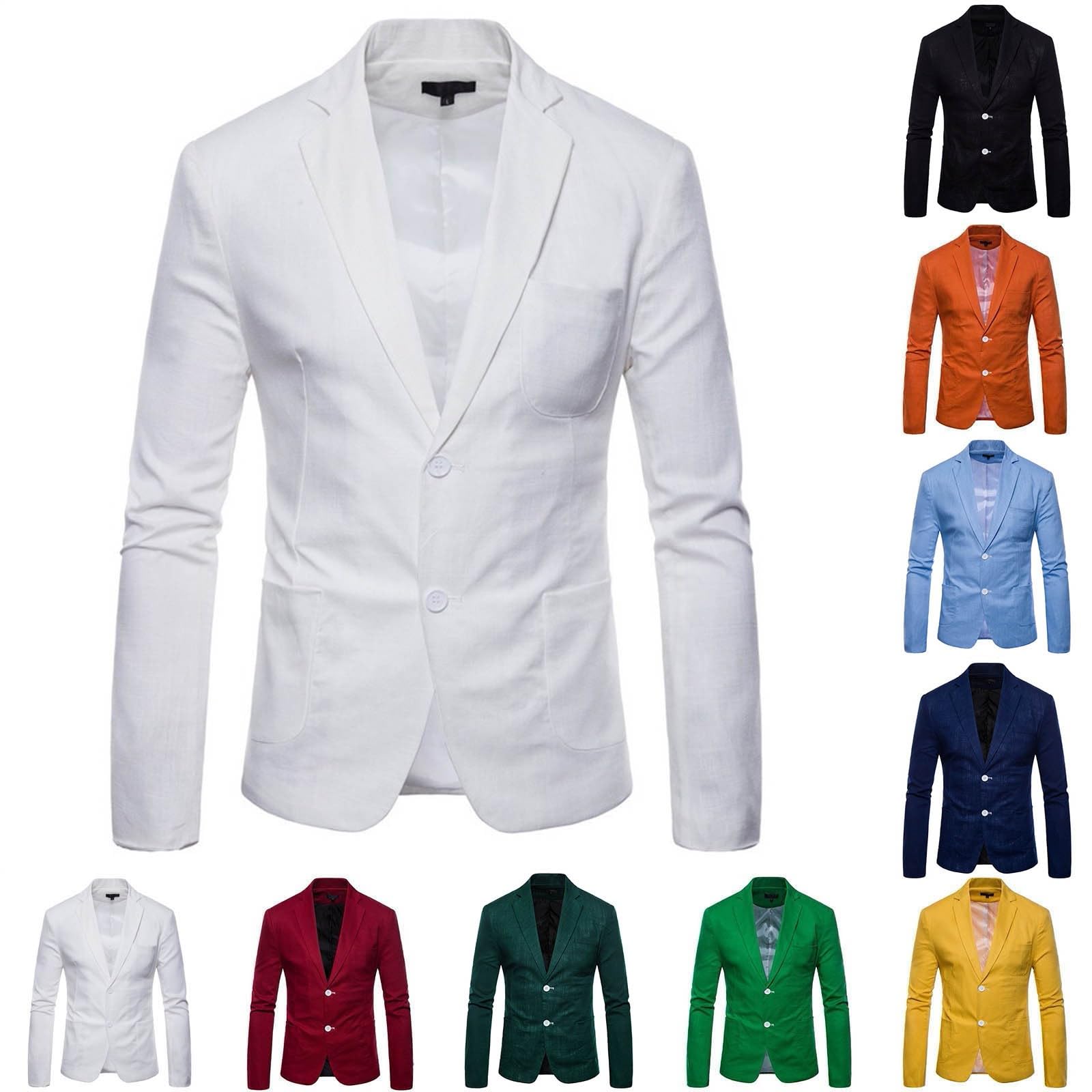 Blazer Uomo Slim Fit, Giacca Blazer Grandi Taglie Semplice Giacca Con Due Bottoni E Scollo A V Giubbotto Classico Tinta Unita Affari Stile Inglese Sakkos Matrimonio Business Sakko