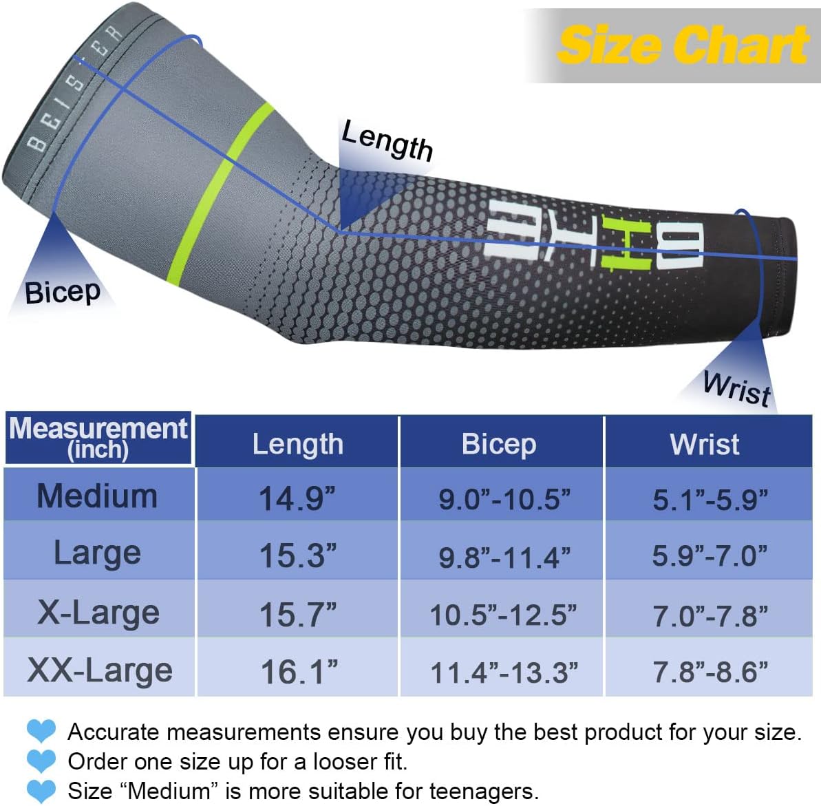 beister UV Sun Protection Cooling Compression Sleeves Arm Sleeves Men Women Cycling