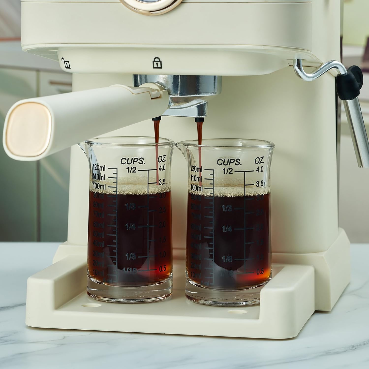 Ackers 4oz Glass Measuring Cup – Shot Glass with Ounce,Ml,Cups Markings for Kitchen & Bar(Pack of 2)