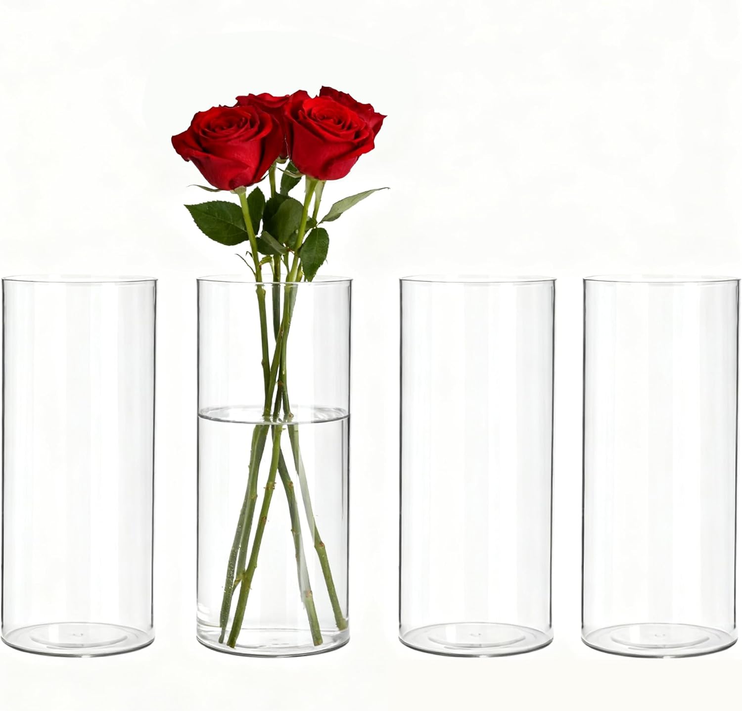 4 Pack Acrylic Cylinder Vases for Centerpieces,10 inch Tall Clear Flower Vases, Unbreakable Vases,Hurricane Candle Holders Floating Candle Vase for Wedding Dinner Table Party Living Room Decor