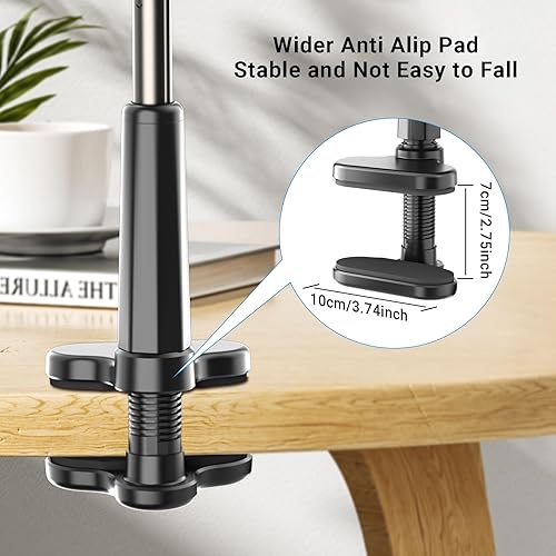 Miniatura 3 de Soporte plegable para tablet de escritorio para iPad Monitor portátil de 4.7 a 15.6 pulgadas, soporte de brazo largo de cuello de cisne, trípode de