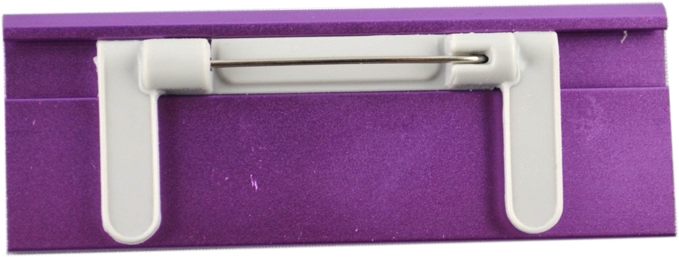 Aluminium Namensschilder violett eloxiert, aus Metall, Größe 70x25 mm, mit Magnet und Nadel/Clipkombination, individuellem Logodruck, Farbdruck mit Ihrem Logo, Magnetbefestigung, Name Badge, Namensschild für Kleidung, selbstbeschriftbar, mit Ihrem Logo, N