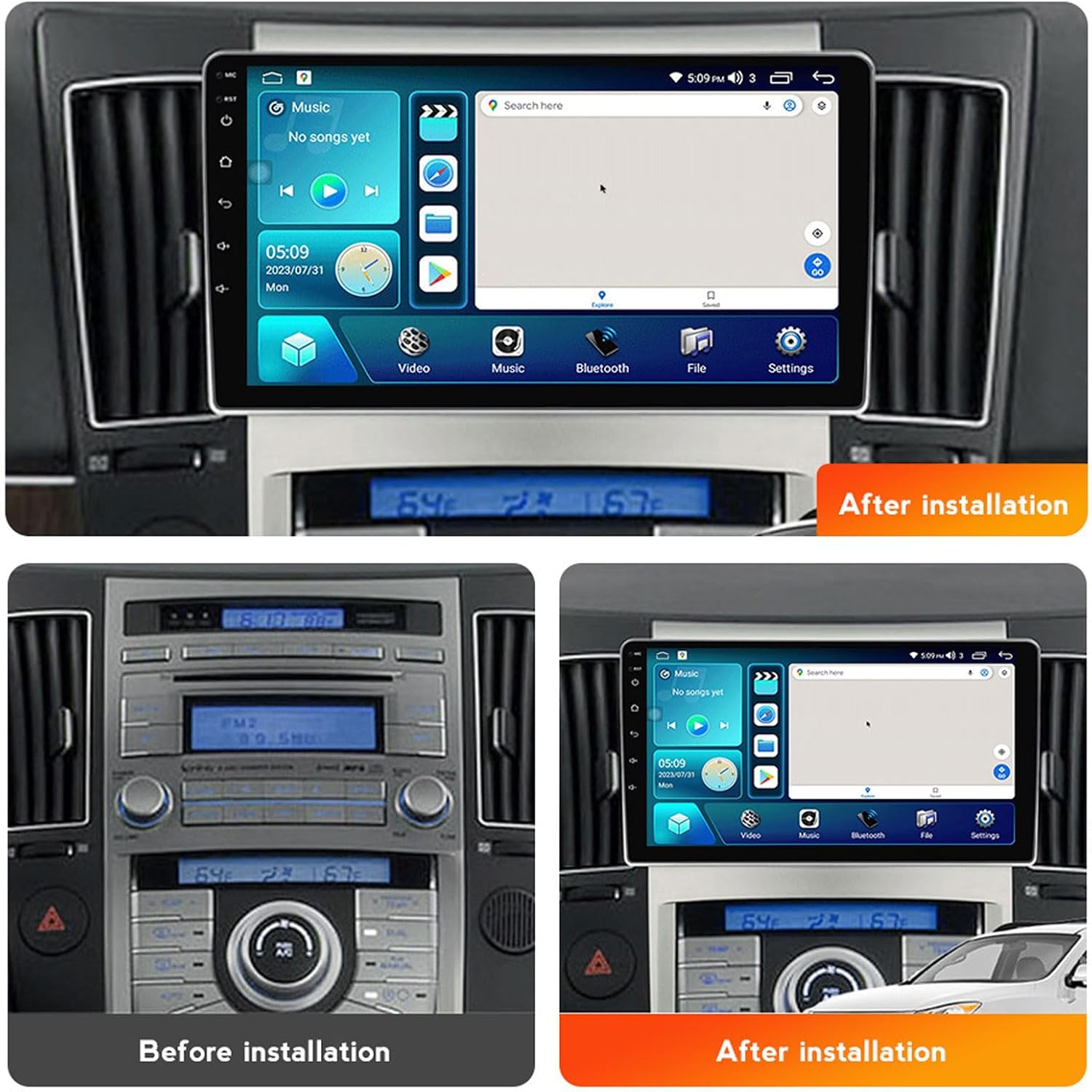 DEHIWI Double Din Car Stereo Multimedia Radio for Hyundai Veracruz IX55 2006~2015 9 Inch Touchscreen with Navigation MP5 Player, DSP RDS FM Car Radio with Carplay/Android Auto,4 core m100s 1g+32g