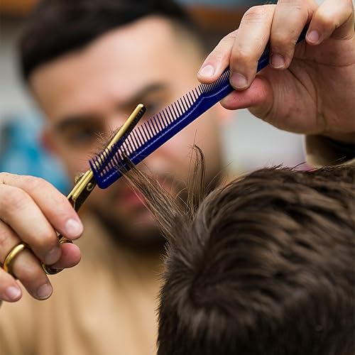 Miniatura 5 de Johnny B Professional - Paquete de 4 peines de corte y peinado de carbono para peluqueros, uso en casa, color azul