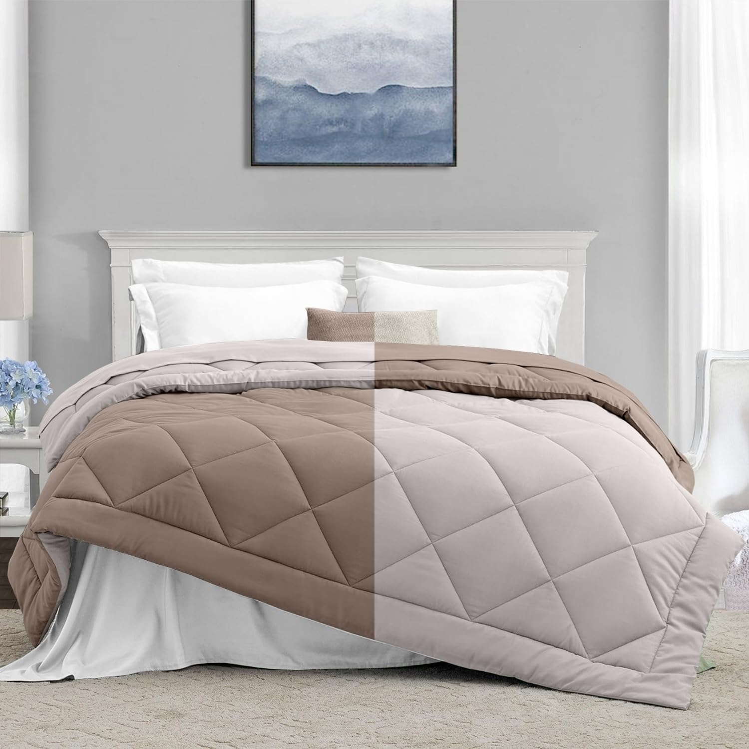 haus & kinder Comfy Flip Solid Reversible Single Comforter | Ultra Soft 95 GSM | Micro Polyester Comforters | Lightweight, Breathable, All Season Comforter for AC Room | Sand & Coco | 150 x 220 cm-picture-11