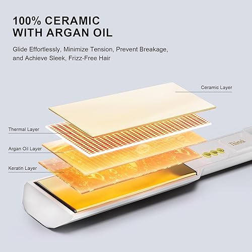 Miniatura 3 de Thirtek Plancha de pelo profesional, plancha plana de cerámica y titanio de 1.5 pulgadas, 15 niveles de temperatura ajustables, pantalla LCD,