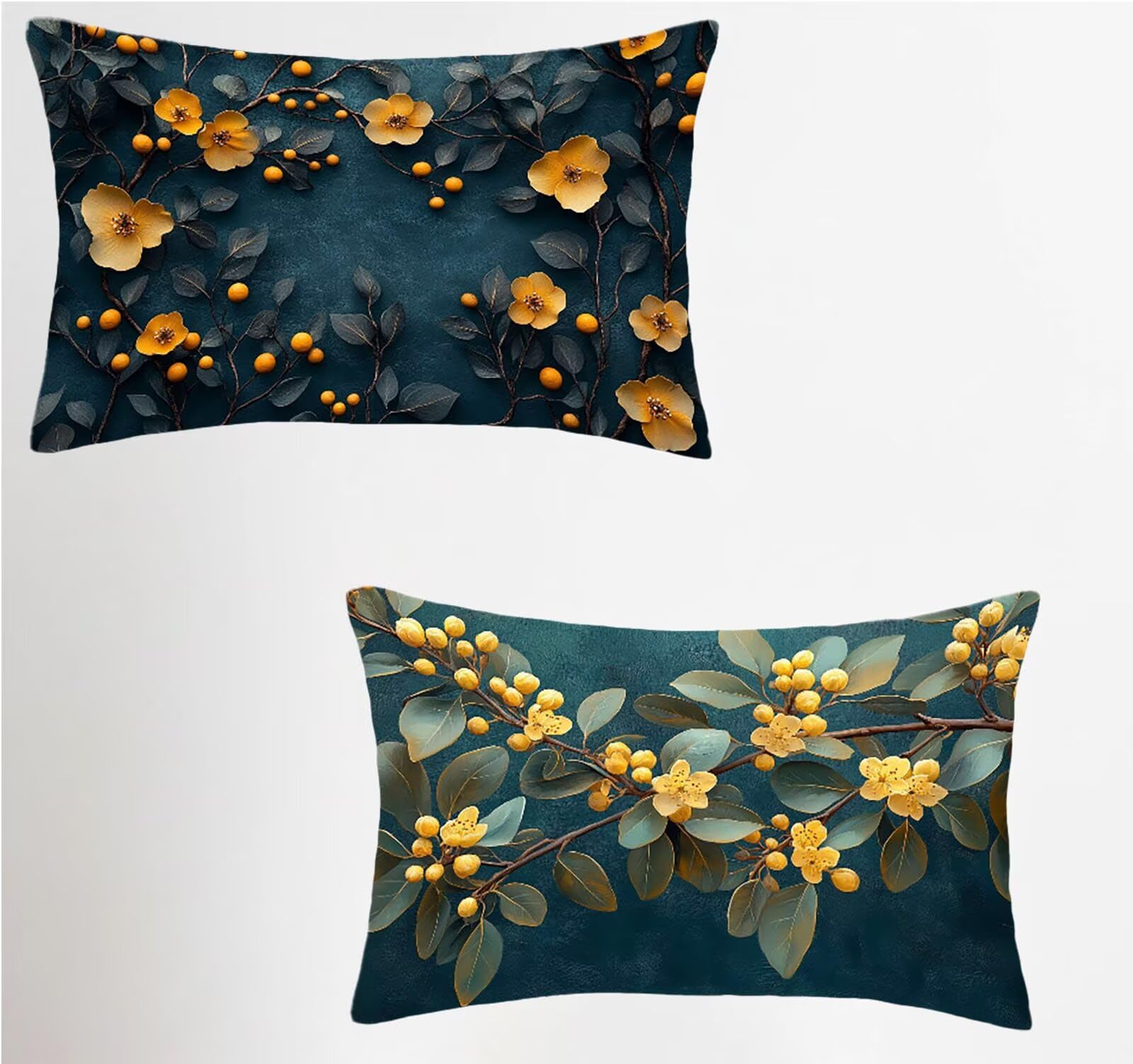 Federe Cuscino 60x80 Set di 2, Fiore Federe Cuscini Divano Velluto Morbido, Rettangolari Copricuscini 60x80cm Con Cerniera Invisibile, Copricuscino per Camera Casa Decorazioni, Nordico X-6328