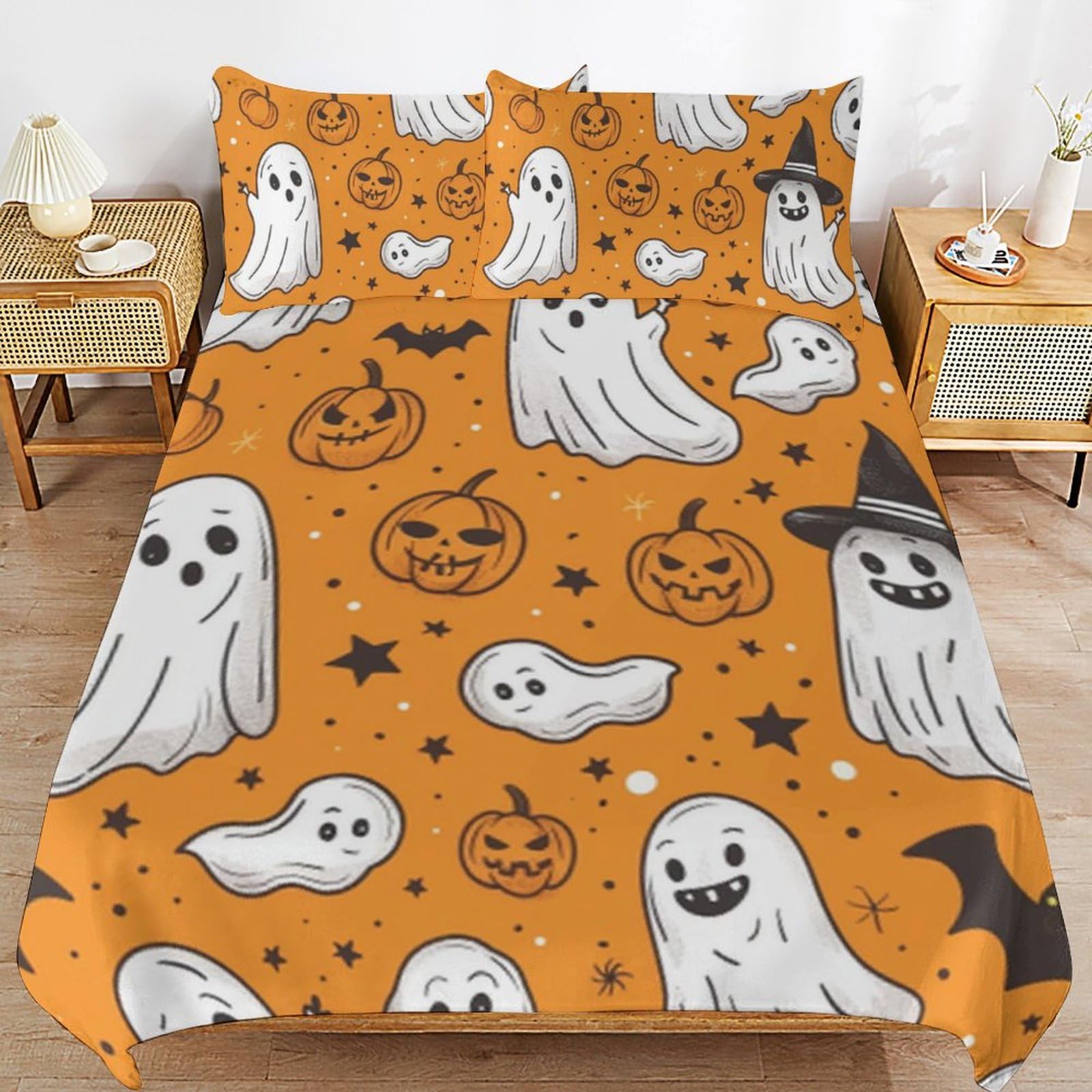 Juego de ropa de cama de Halloween de microfibra suave de 3 piezas para decoración de dormitorio