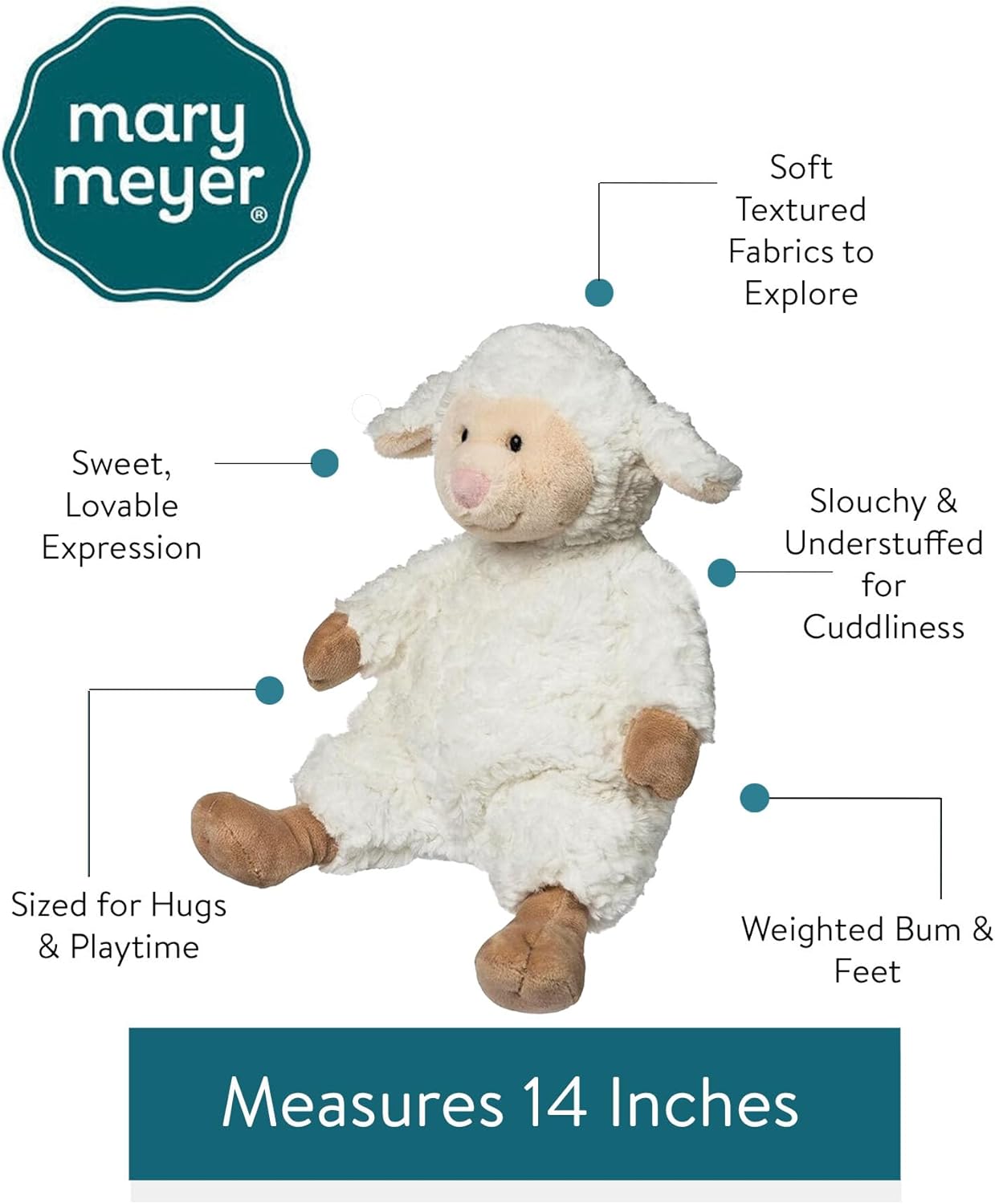 Mary Meyer Stuffed Animal Snuggables Plush Soft Toy, 14-Inches, Lamb
