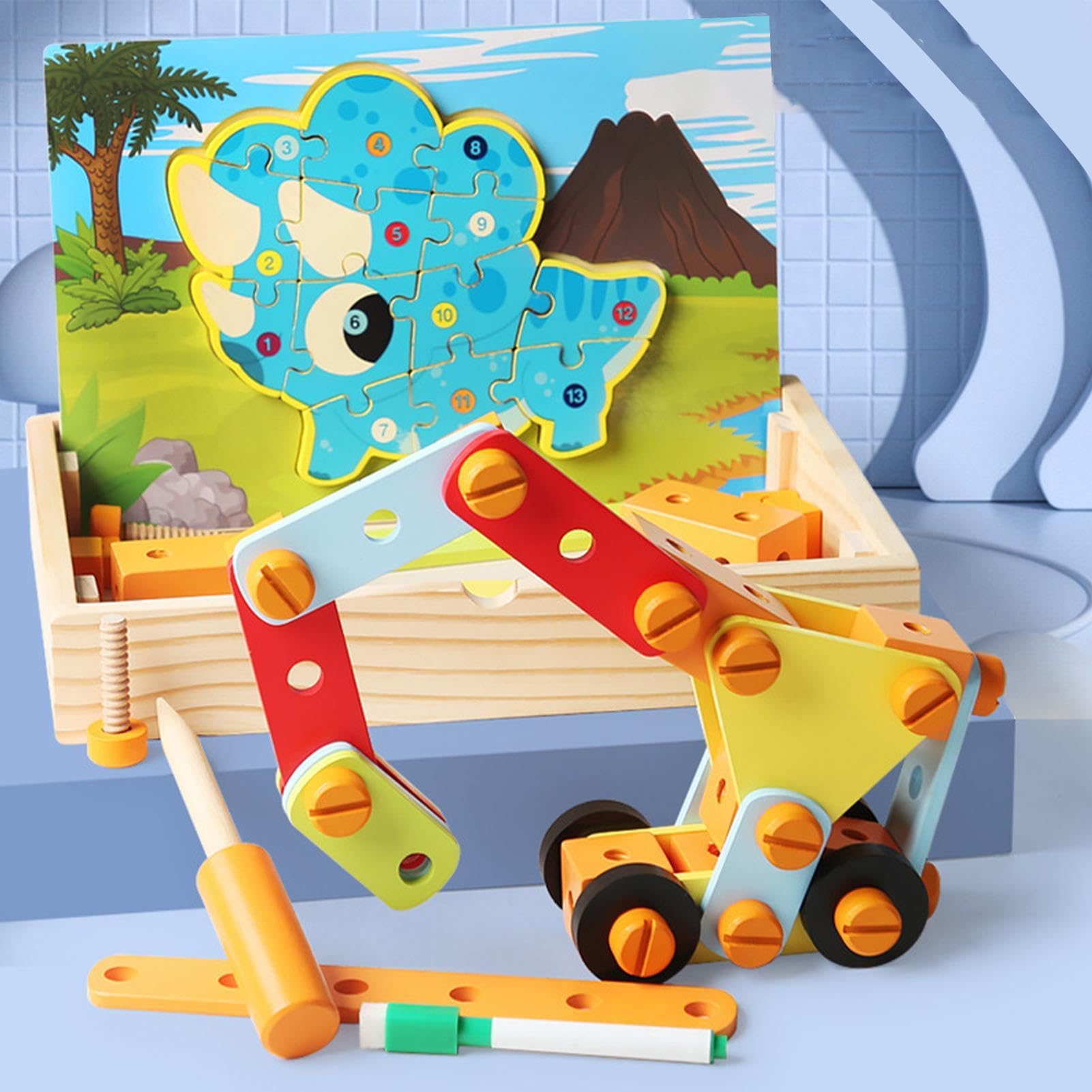 Set Da Carpentiere Per Bambini Interattivi Educativi In Legno Puzzle STEM