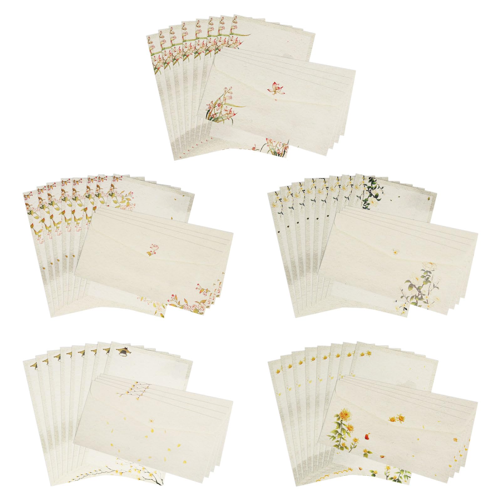 Letter Writing Paper and Envelopes Set, 40 Floral Writing Paper with 20 Envelopes, Vintage Stationery Paper Letter Writing Sets for Party Invitation Greeting Cards