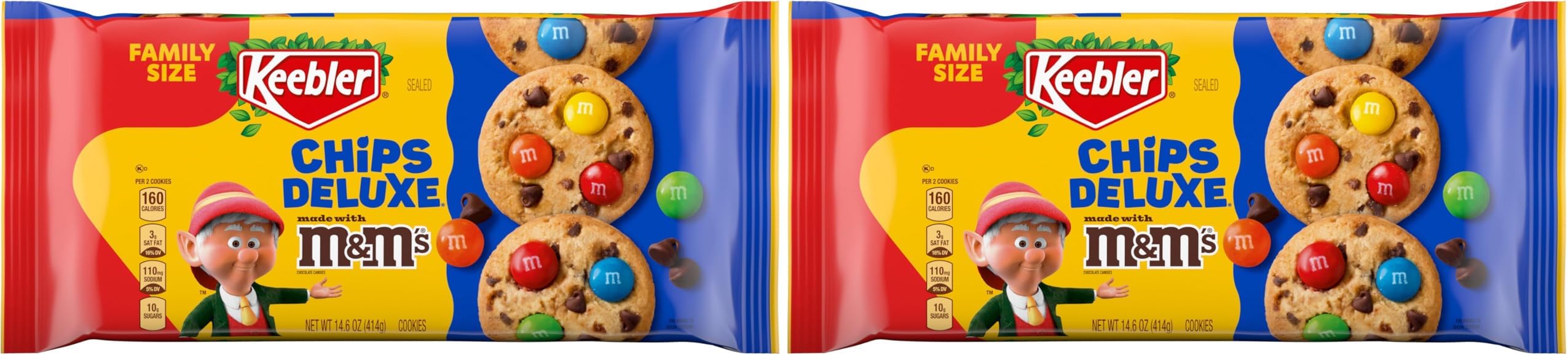 Chips Deluxe Cookies Rainbow with M&M's Chocolate Candies, 14.6 Oz. (Pack of 2)