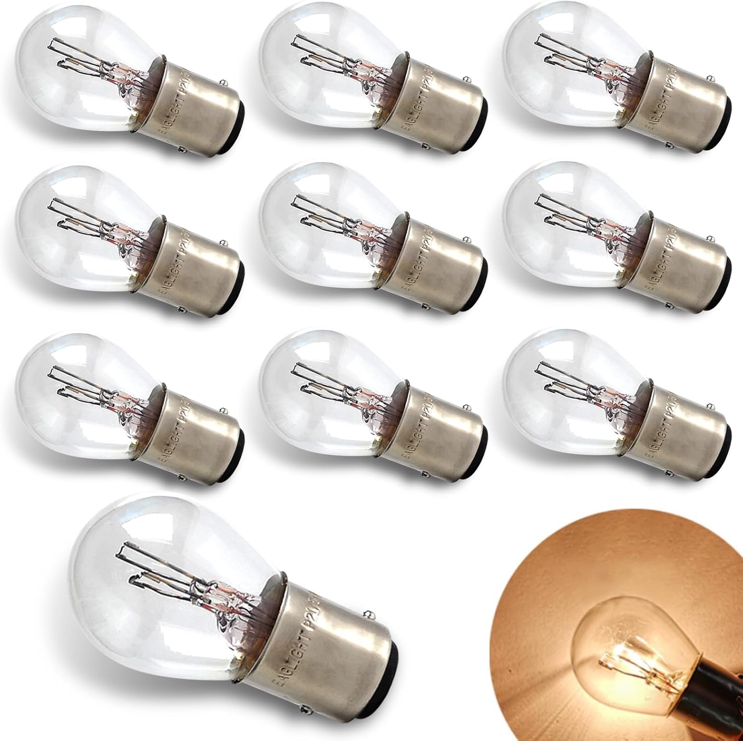 10 PCS Car Halogen Signal Lights, P21/5W Car Brake Tail Lights, Car Turn Signal Bulbs, Universal for Most Cars (White)