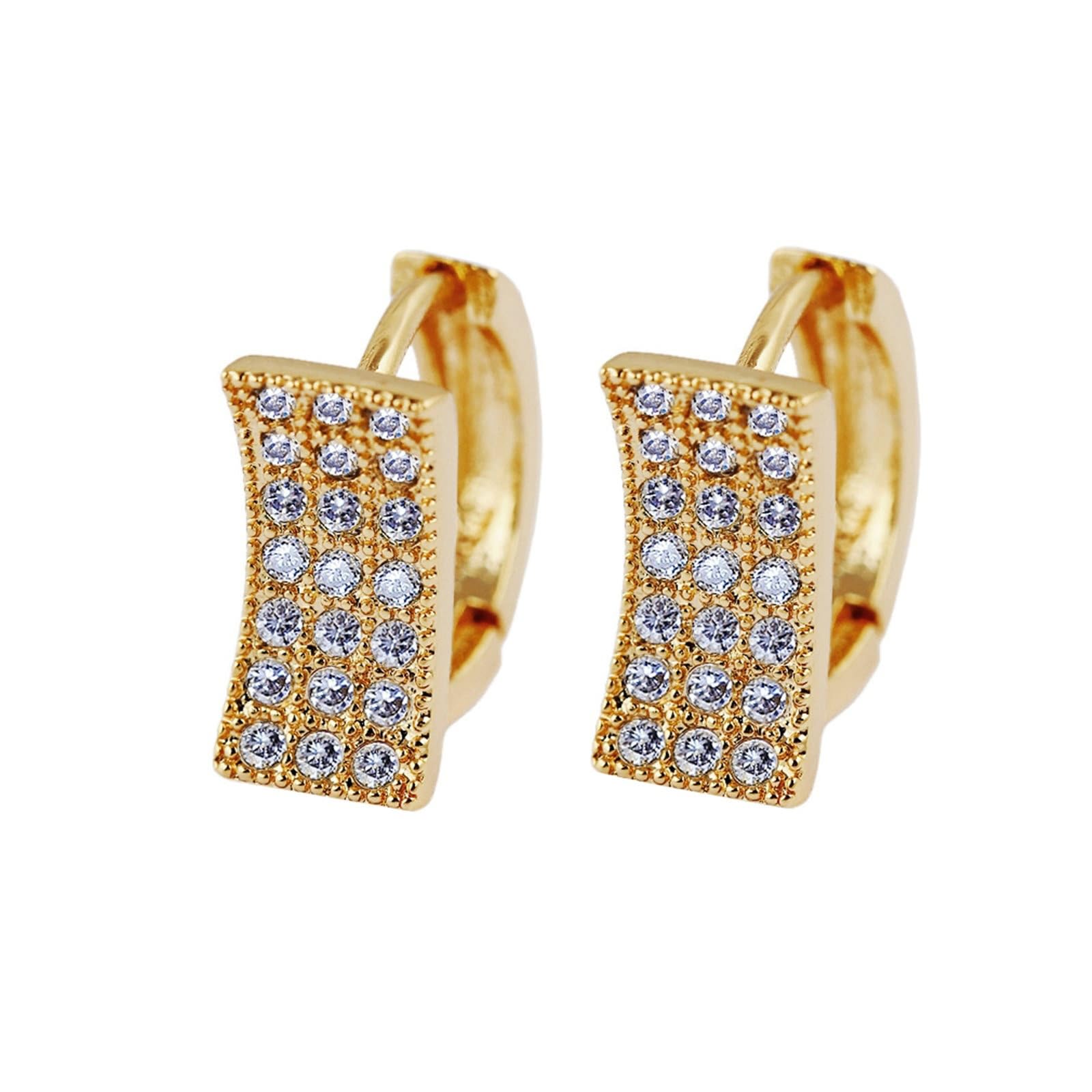 AMDXD Pendientes de mujer de oro Au585, clásicos pendientes de aro con moissanita, oro amarillo de 14 quilates, pendientes para mujer pequeños