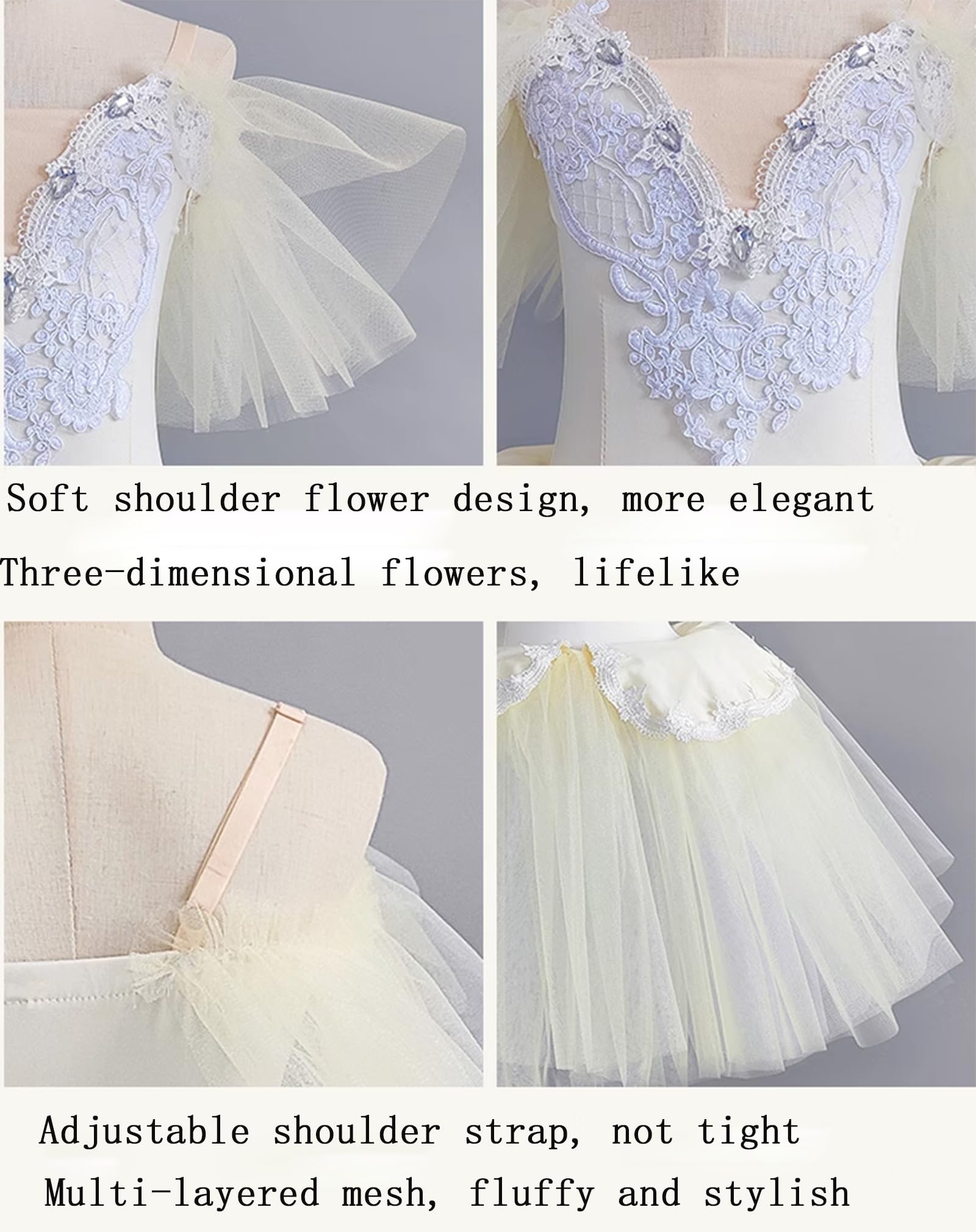 tutù di Danza Classica Professionale, Abito Lungo in Tulle, Abito da Ballerina da Ballo per Ragazze, Cigno Bianco