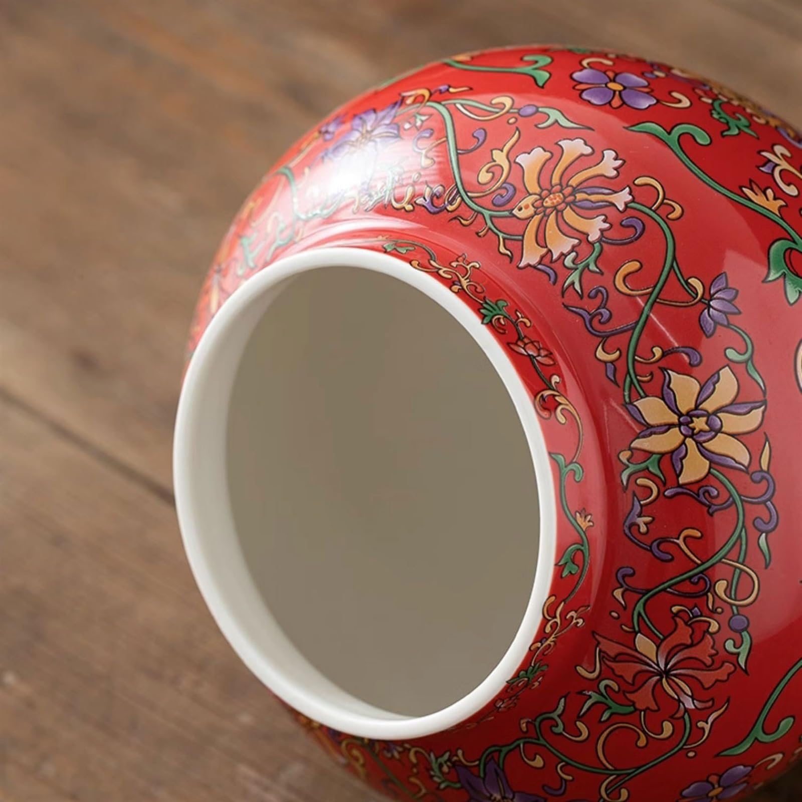 Luxuriöse klassische Emaille-Teedose aus Keramik Exquisit | Schwarzer Tee, grüner Tee, Versiegelungsglas, Haushalts-Vorratsglas(Red)