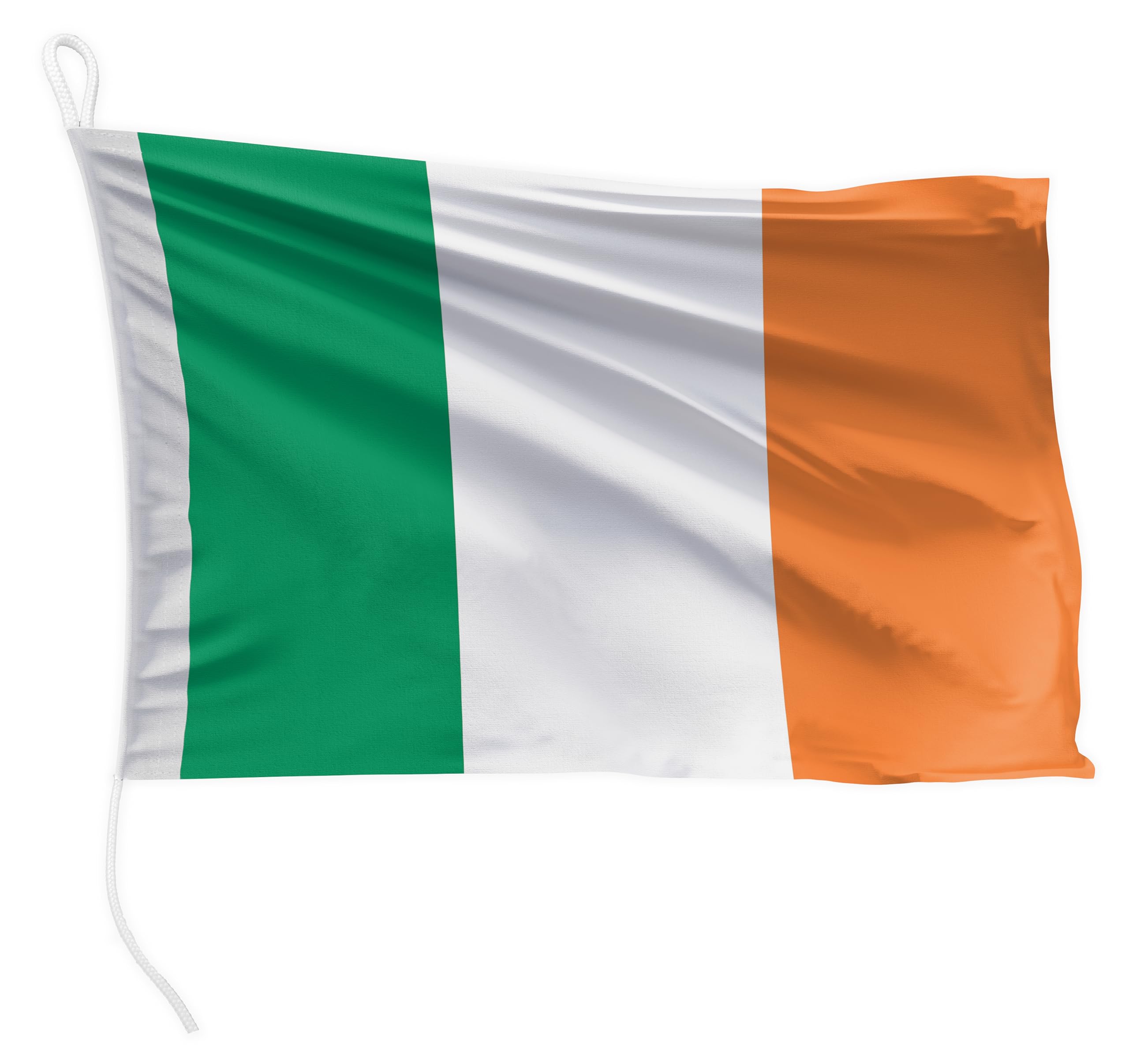 FLAGLY Premium Boat Flag Ireland 40 x 60 cm - 115 g/m² Fabric Weight - Printed, Robust with Knit & Loop, Boat Accessories Motor Boat (40 x 60 cm - Ireland)
